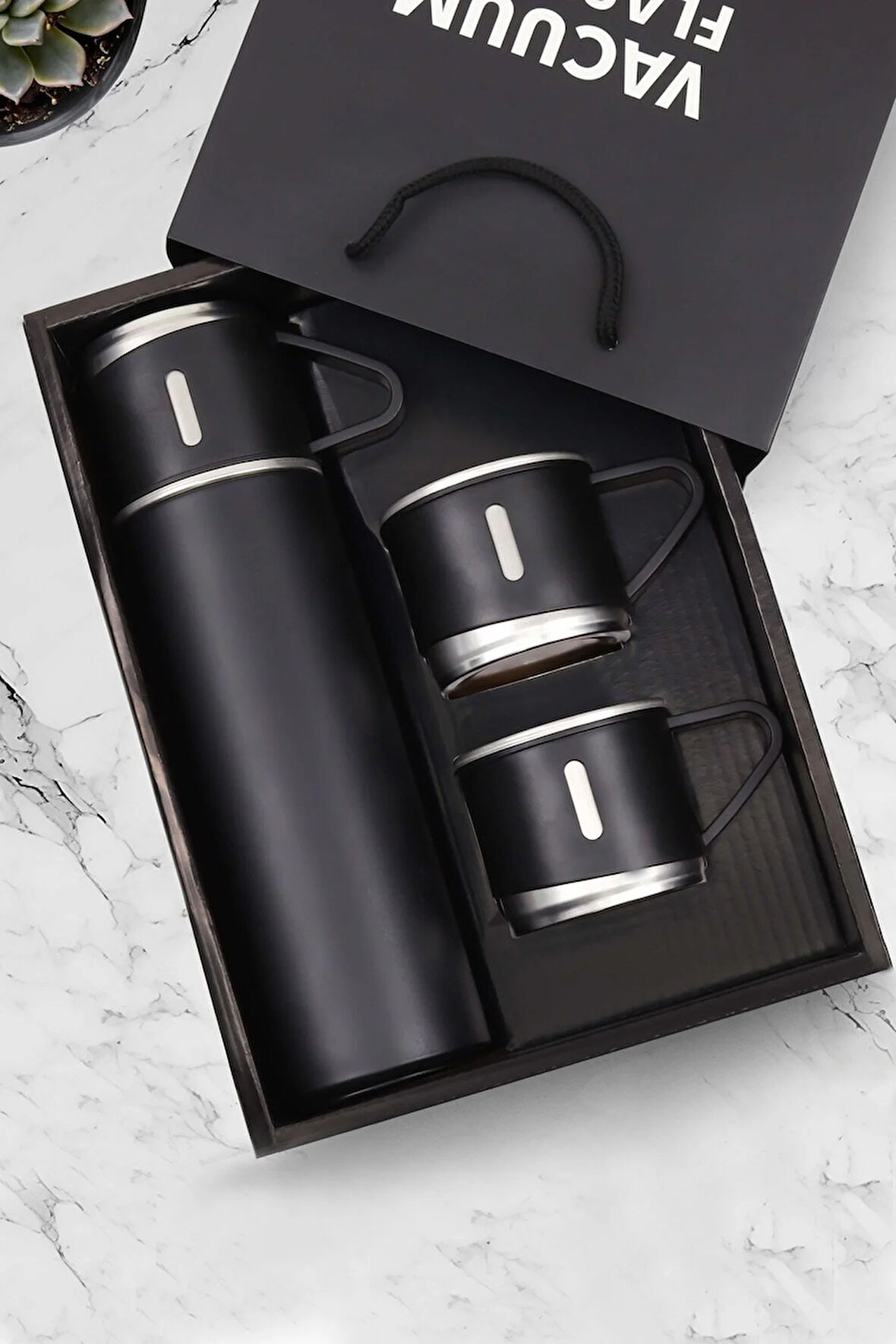 Özel Kutusunda 3 Bardaklı 500 ML Çelik Termos Seti