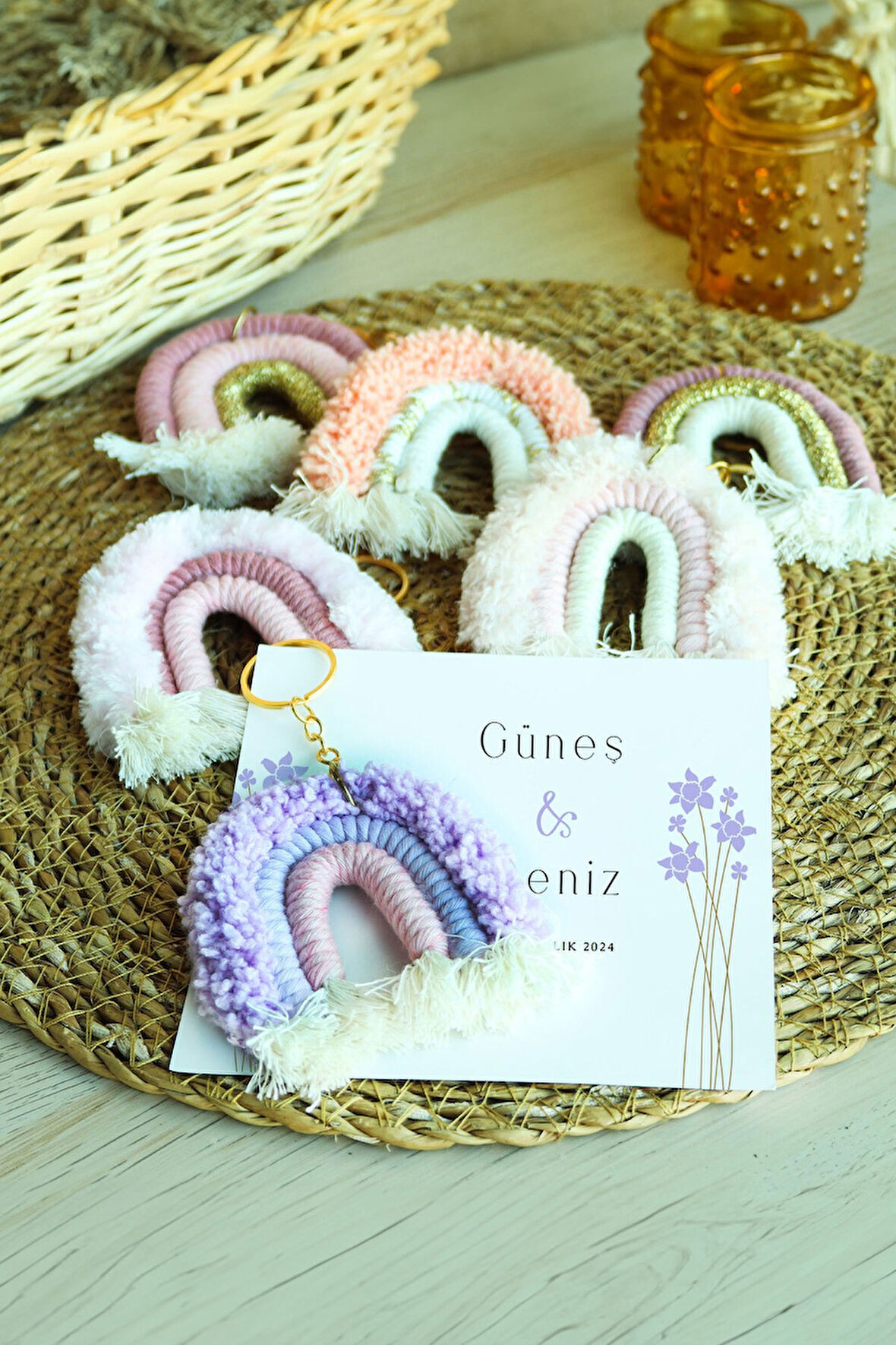 10'lu Gökkuşağı Anahtarlık Söz, Nişan, Kına, Nikah Hediyesi