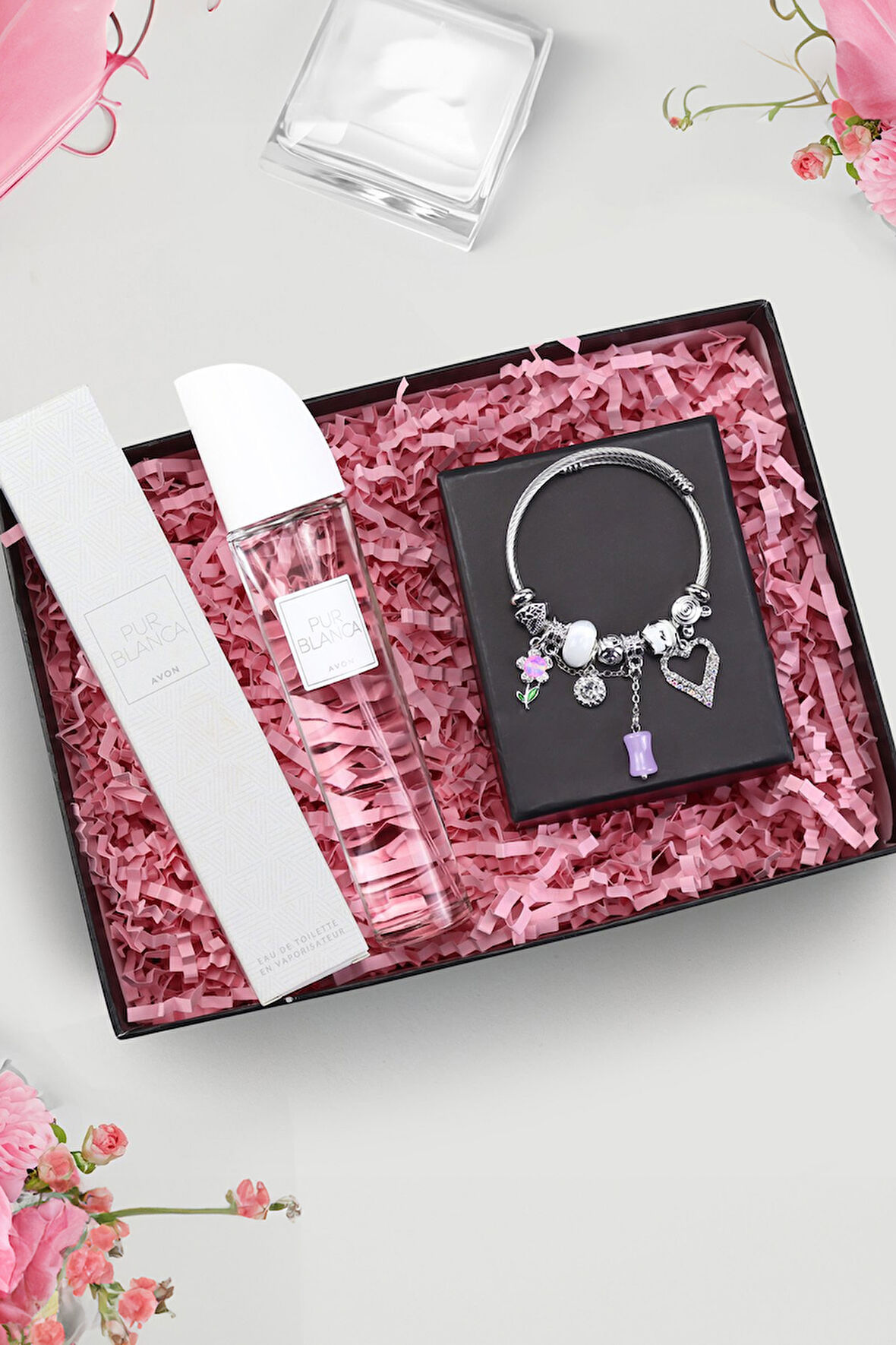 Charm Çelik Bileklik & Pur Blanca Parfüm Kadına Hediye Seti