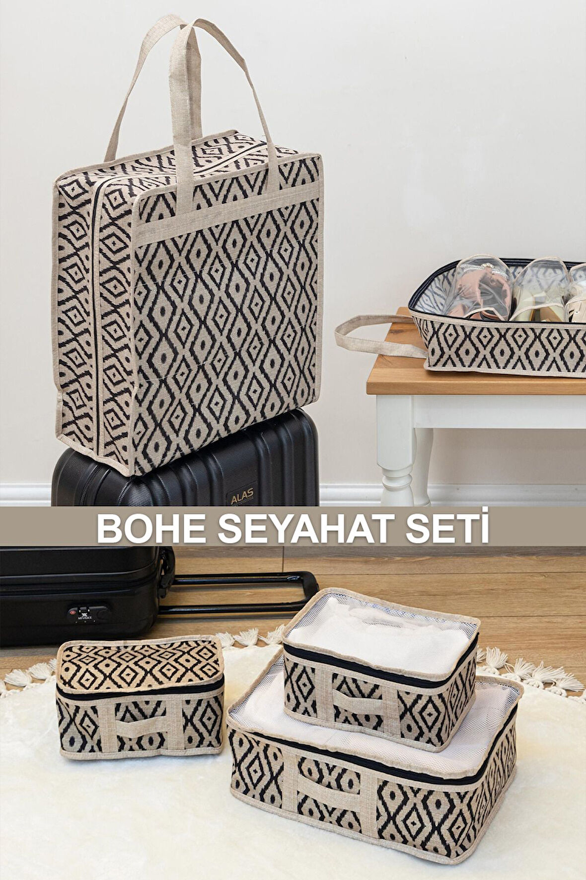 BOHE Ayakkabı Düzenleyici ve 3'lü Bavul Organizer Set