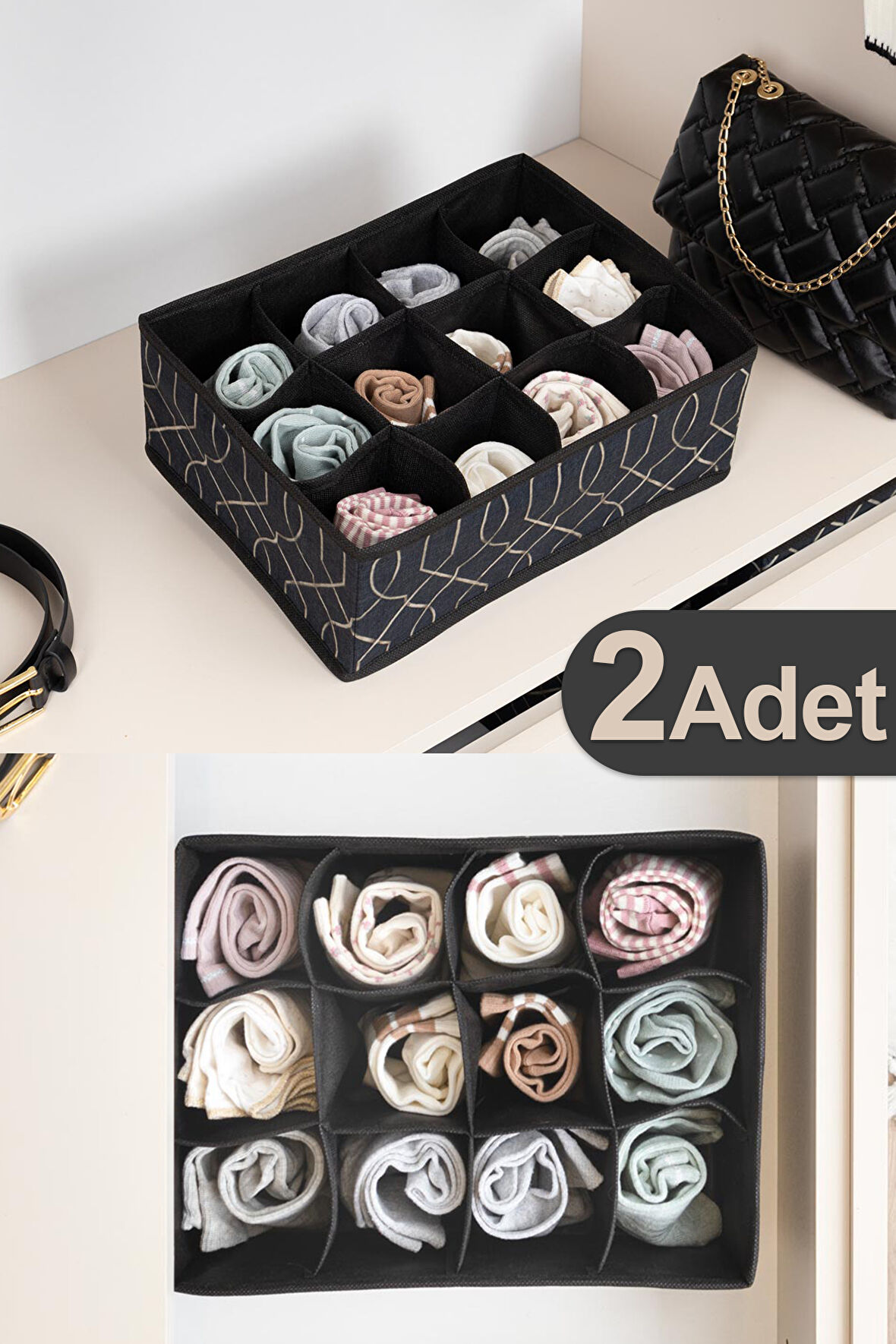 2 Adet Elegant Çekmece İçi Düzenleyici 12 Bölmeli