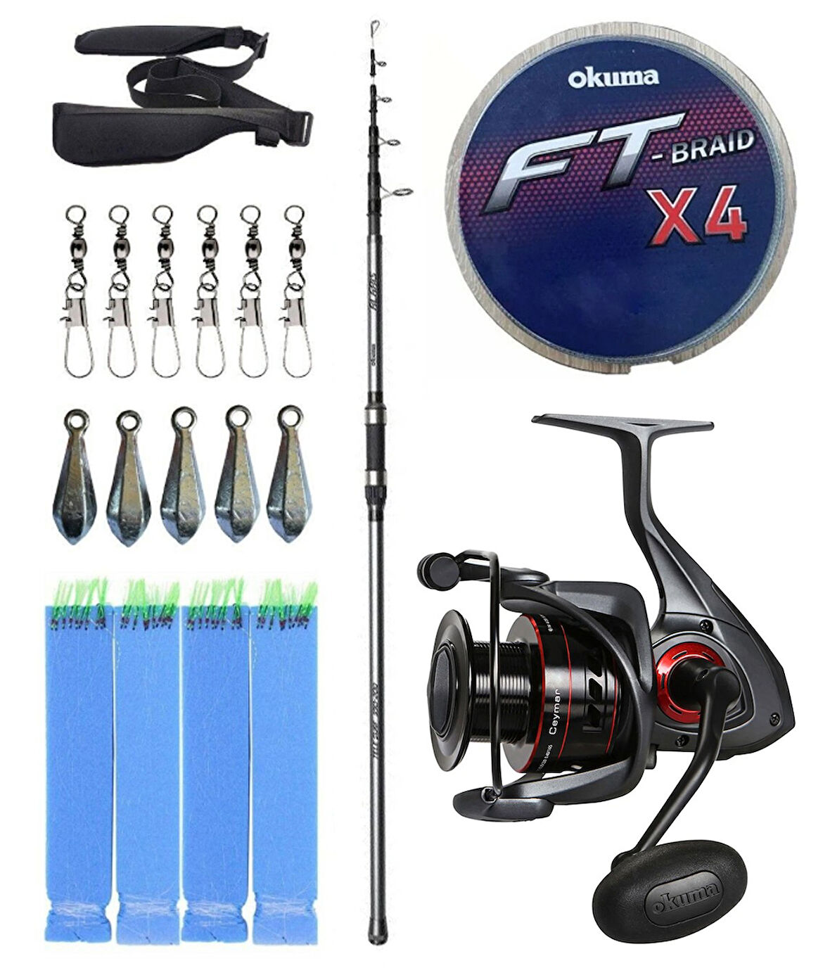 Yek Outdoor Hazır Olta Seti Okuma Alaris Light Tele Surf 420cm 100-250gr Surf Kamışı &Okuma Ceymar C-8000A 7+1BB Olta Makinesi
