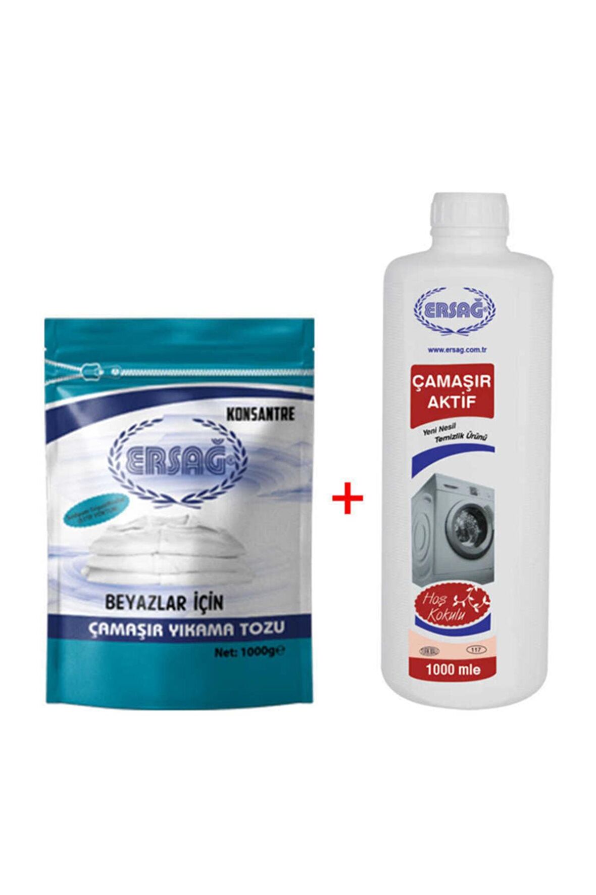 Ersağ Beyaz Çamaşır Yıkama Tozu 1000 gr. Çamaşır Aktif 1000 ml