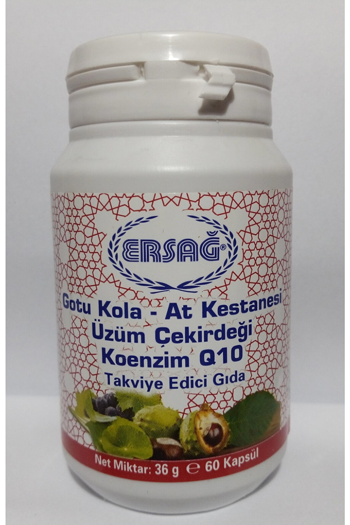 Ersağ Gotu Kola At Kestanesi Üzüm Çekirdeği Koenzim Q10 Gıda Takviyesi