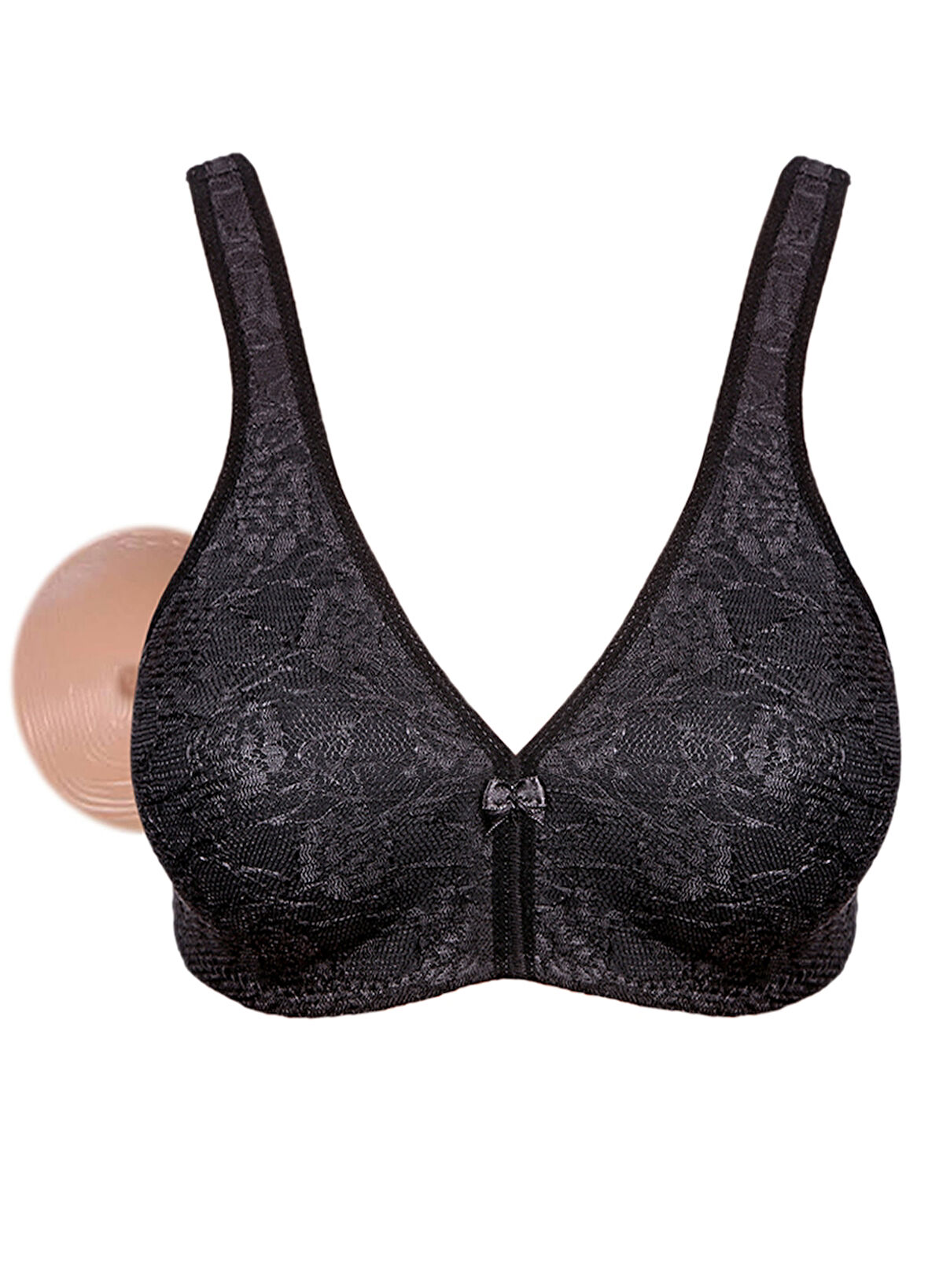 Alışveriş Meydanı Kadın Siyah (Dantelli) Penye Pamuk Cepli Protez Sütyen