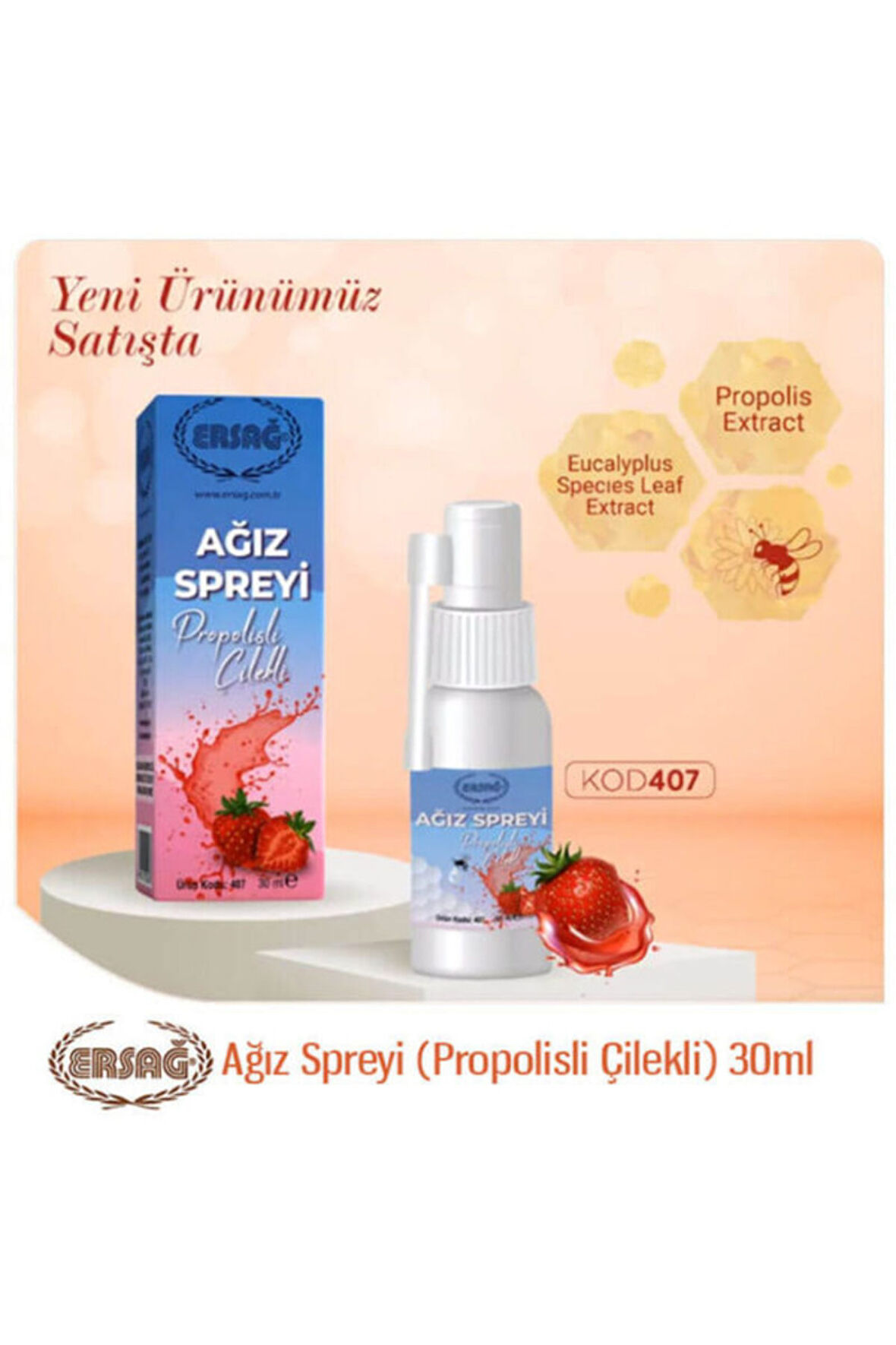 Ersağ Propolisli Çilekli Ağız Spreyi 30 Ml