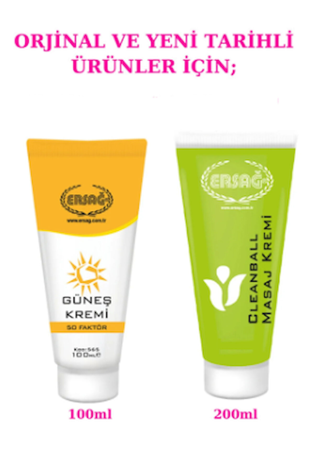 Ersağ Güneş Kremi 100 Ml (50 Faktör) ve Masaj Kremi 200 Ml