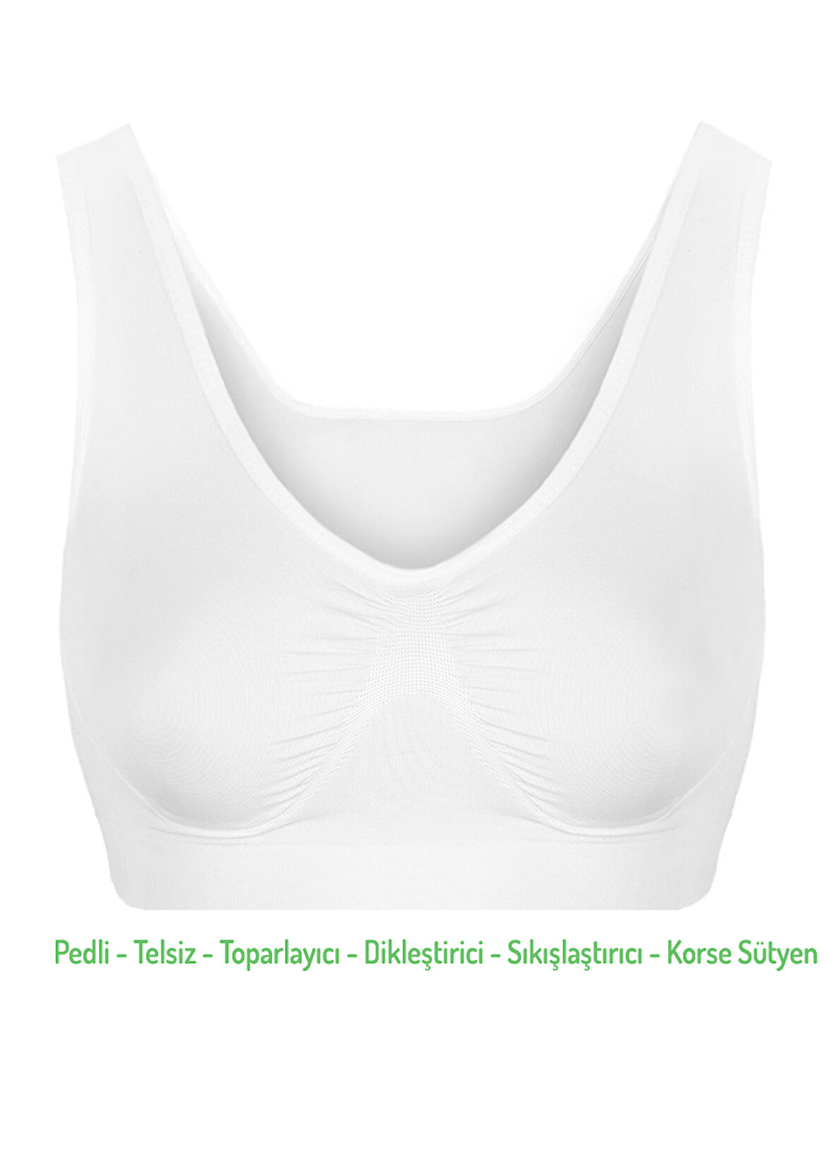 Alışveriş Meydanı Kadın Beyaz Pedli Kalın Askılı Dikleştirici Sıkılaştırıcı Toparlayıcı Sütyen Korse