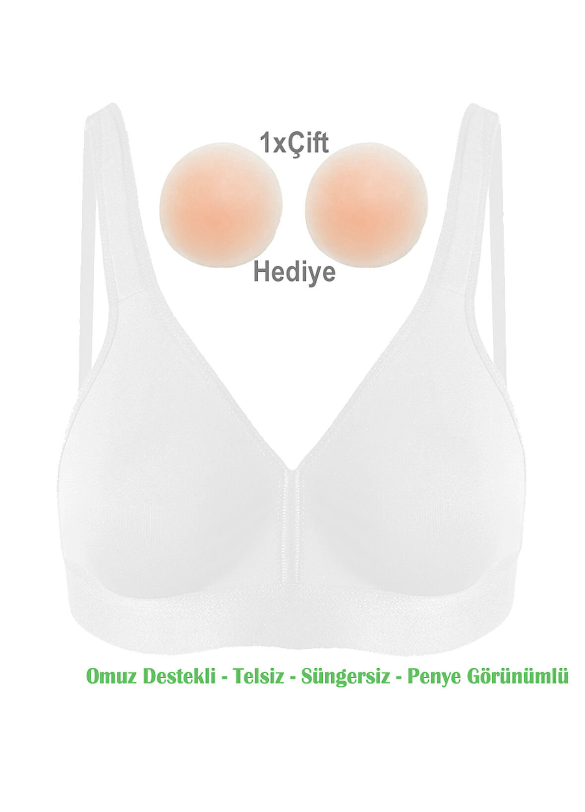 Alışveriş Meydanı Kadın Beyaz Omuz Destekli Sporcu Sütyeni