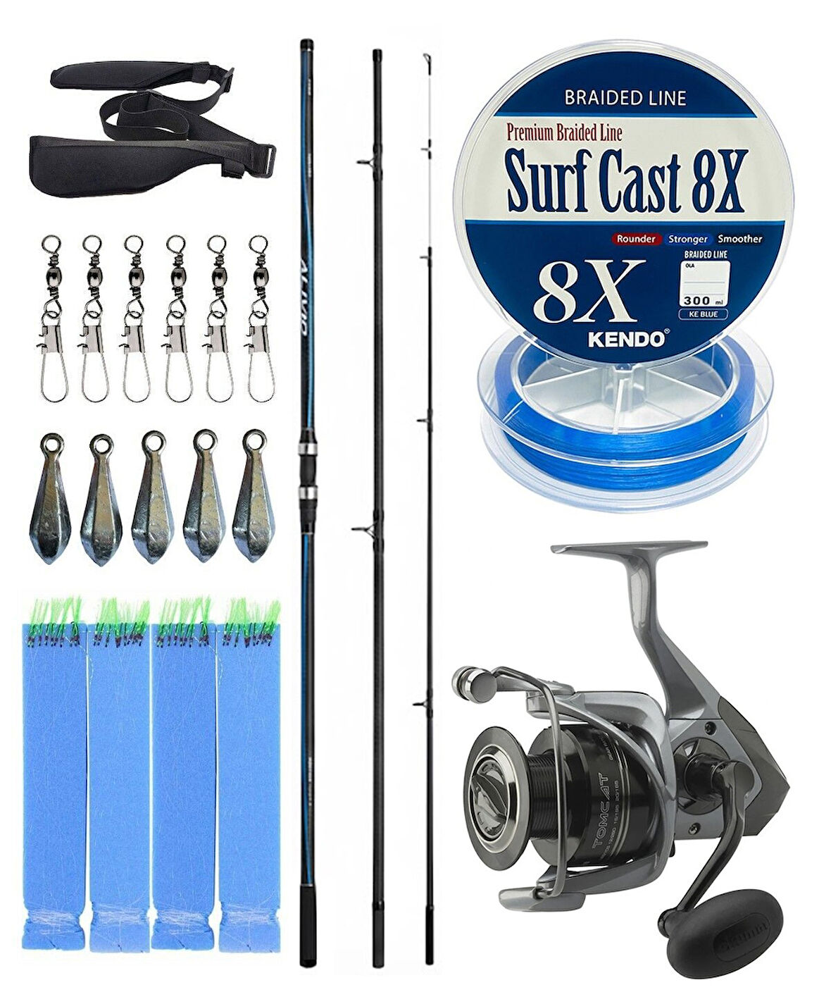 YekOutdoor Profesyonel Olta Seti Shimano Kamış Alivio Surf T 425 BX-G 4,25m 225g 3pc&Okuma Tomcat TMC-8000 6+1bb Olta Makinesi