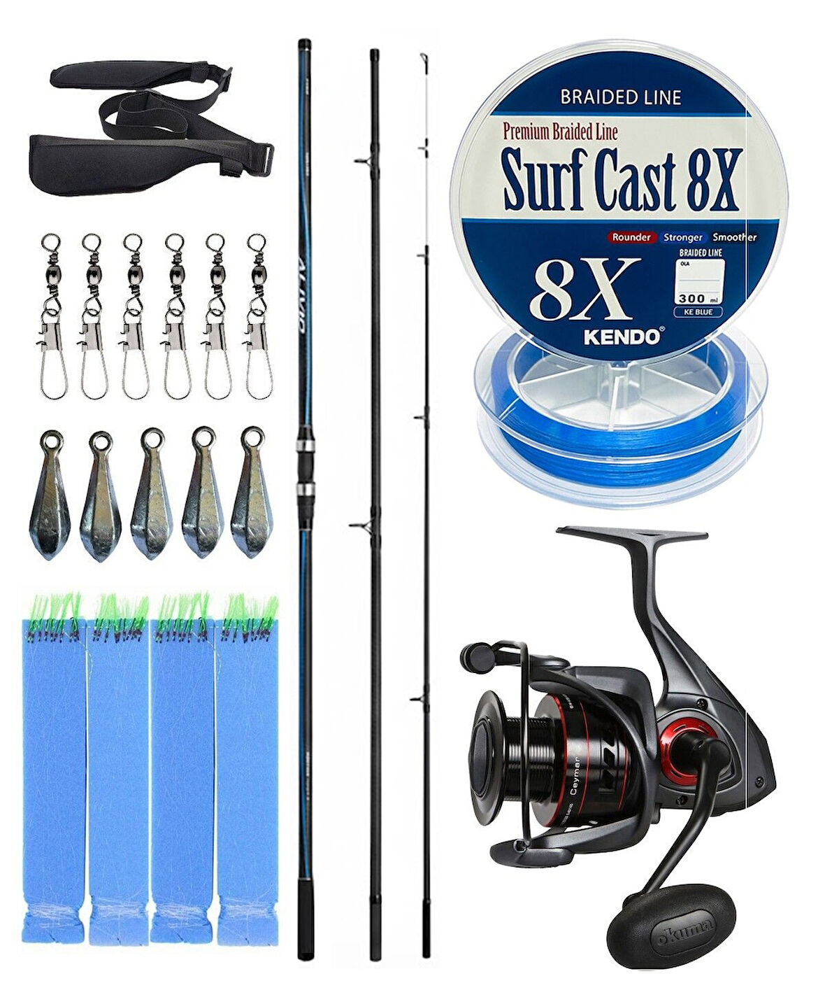 YekOutdoor Profesyonel Olta Seti Shimano Kamış Alivio Surf T 425 BX-G 4,25m 225g 3pc&Okuma Ceymar C-6000A 7+1BB Olta Makinesi