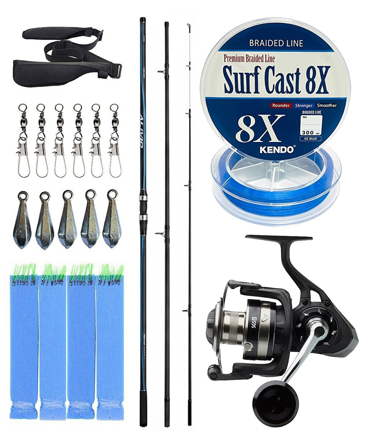 YekOutdoor Profesyonel Olta Seti Shimano Kamış Alivio Surf T 450 BX-G 4,50m 225g 3pc&Savage Gear SGS8 8000 FD Olta Makinesi