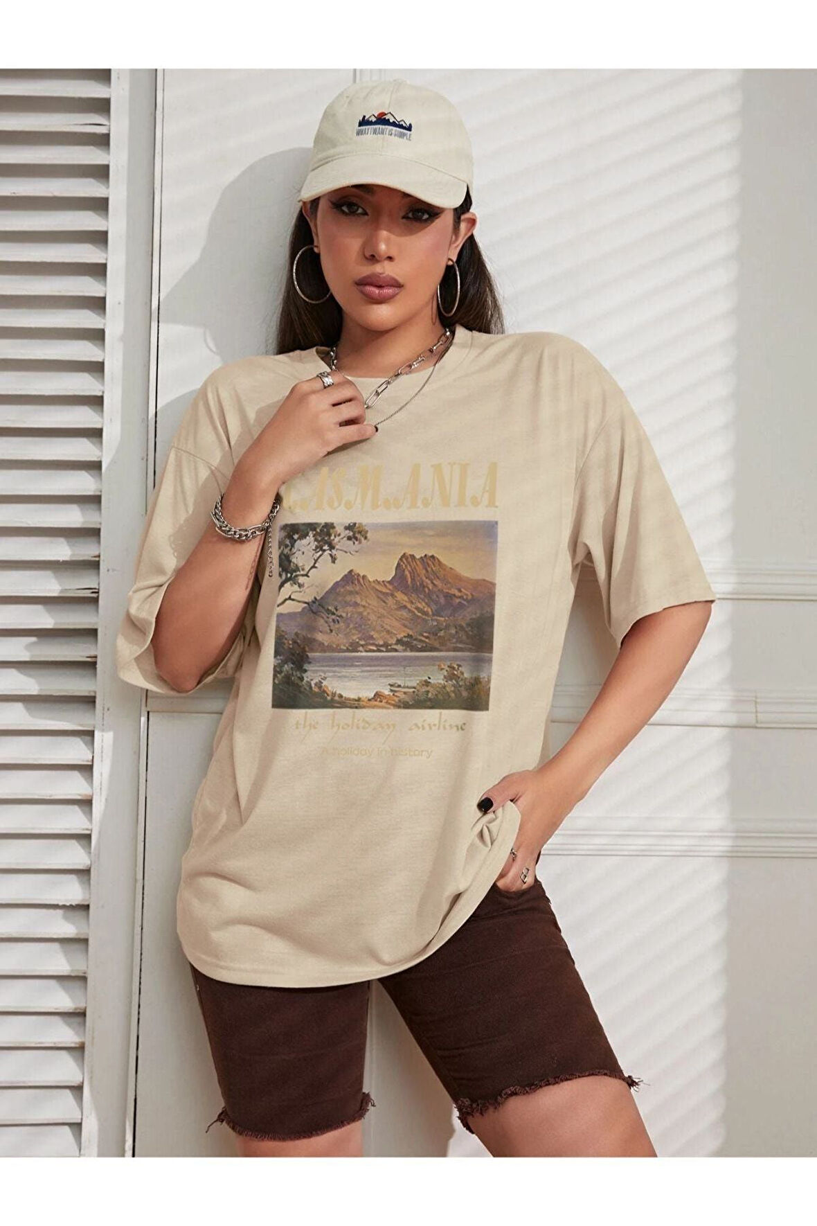 Unisex Casmania Baskılı Oversize T-shirt