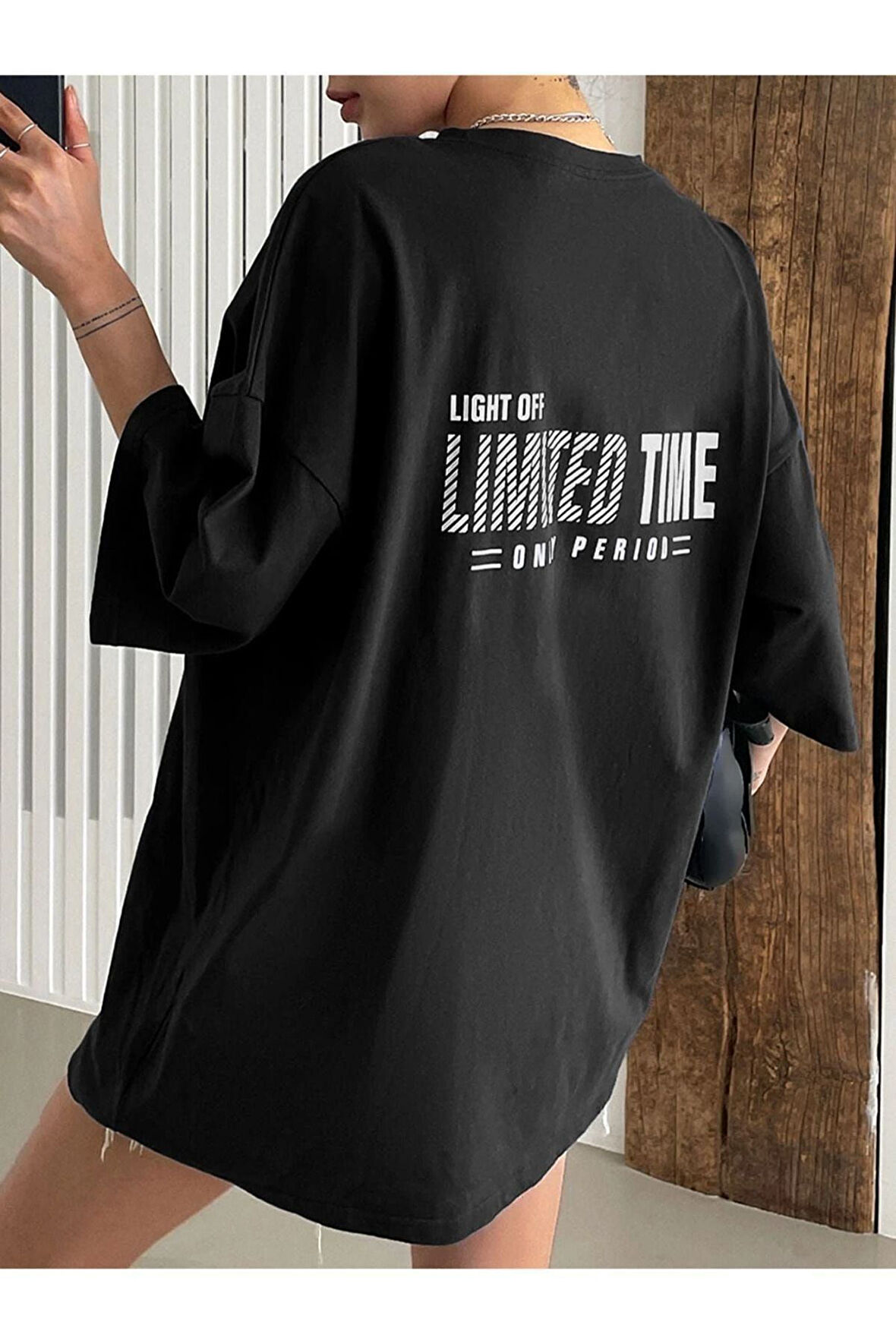 Unisex Limited Time Baskılı Oversize T-shirt