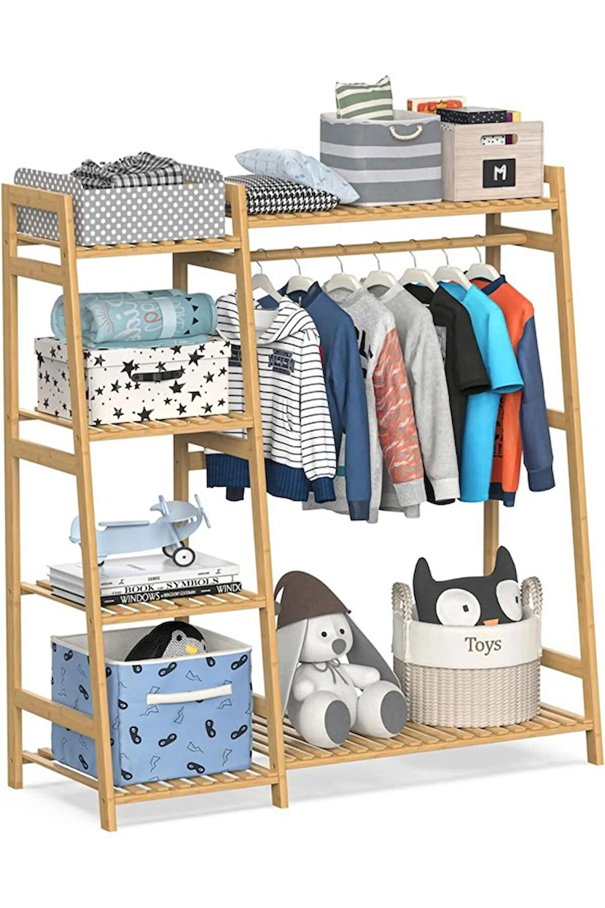 Ahşap açık dolap, çocuk dolabı, bebek dolabı, çocuk gardırop, bebek gardırop, genç bebek odası 