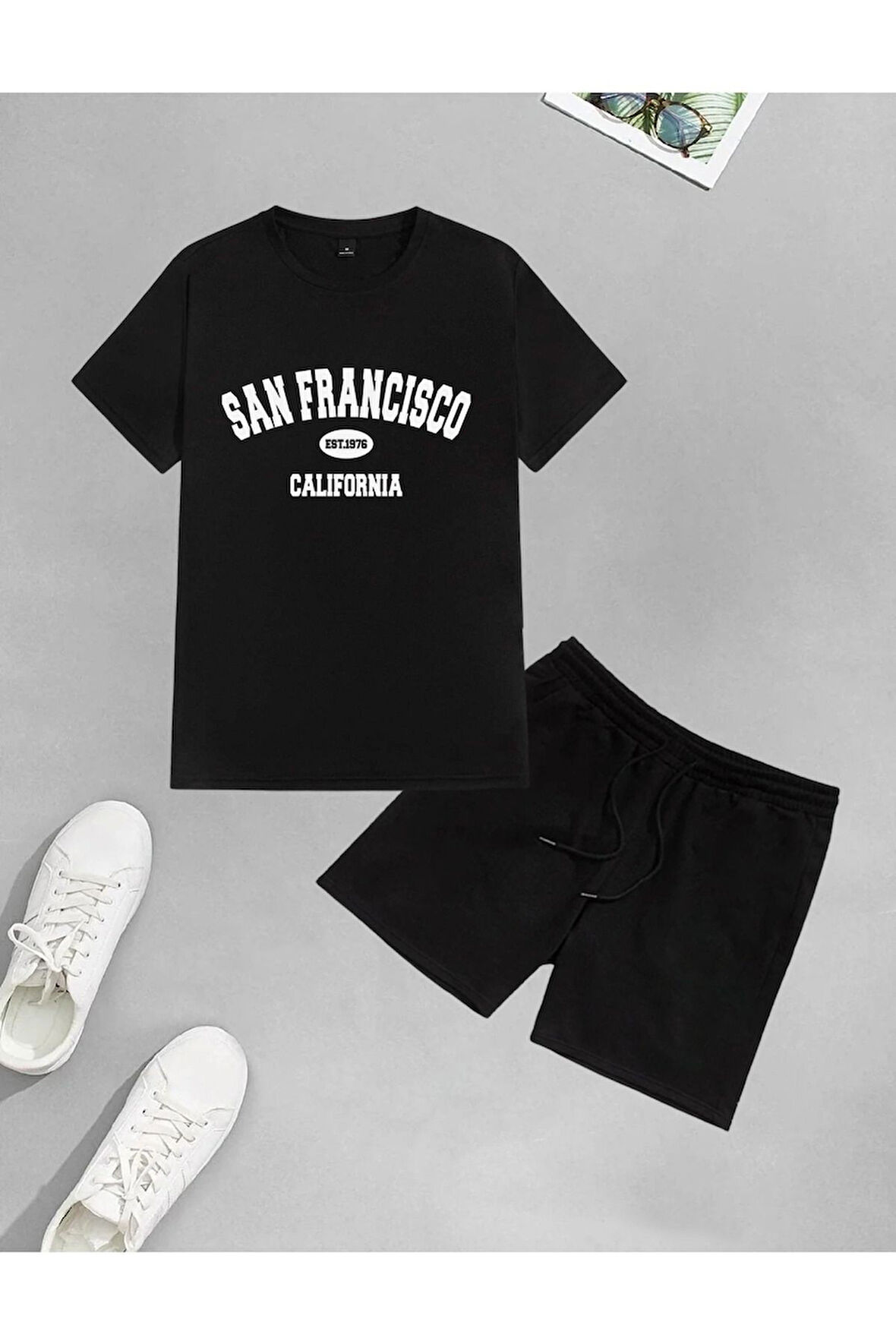LUNAVISTA Unisex San Francisco Baskılı Şort-T-shirt takımı