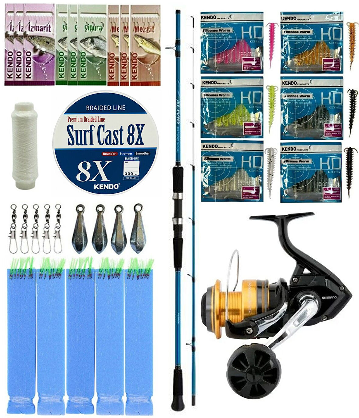 Yek Outdoor Hazır Tekne Oltası Seti Shimano Kamış Alivio Boat Quiver 1,50m 50-150g 2pc&Shimano Makina Socorro 6000 SW