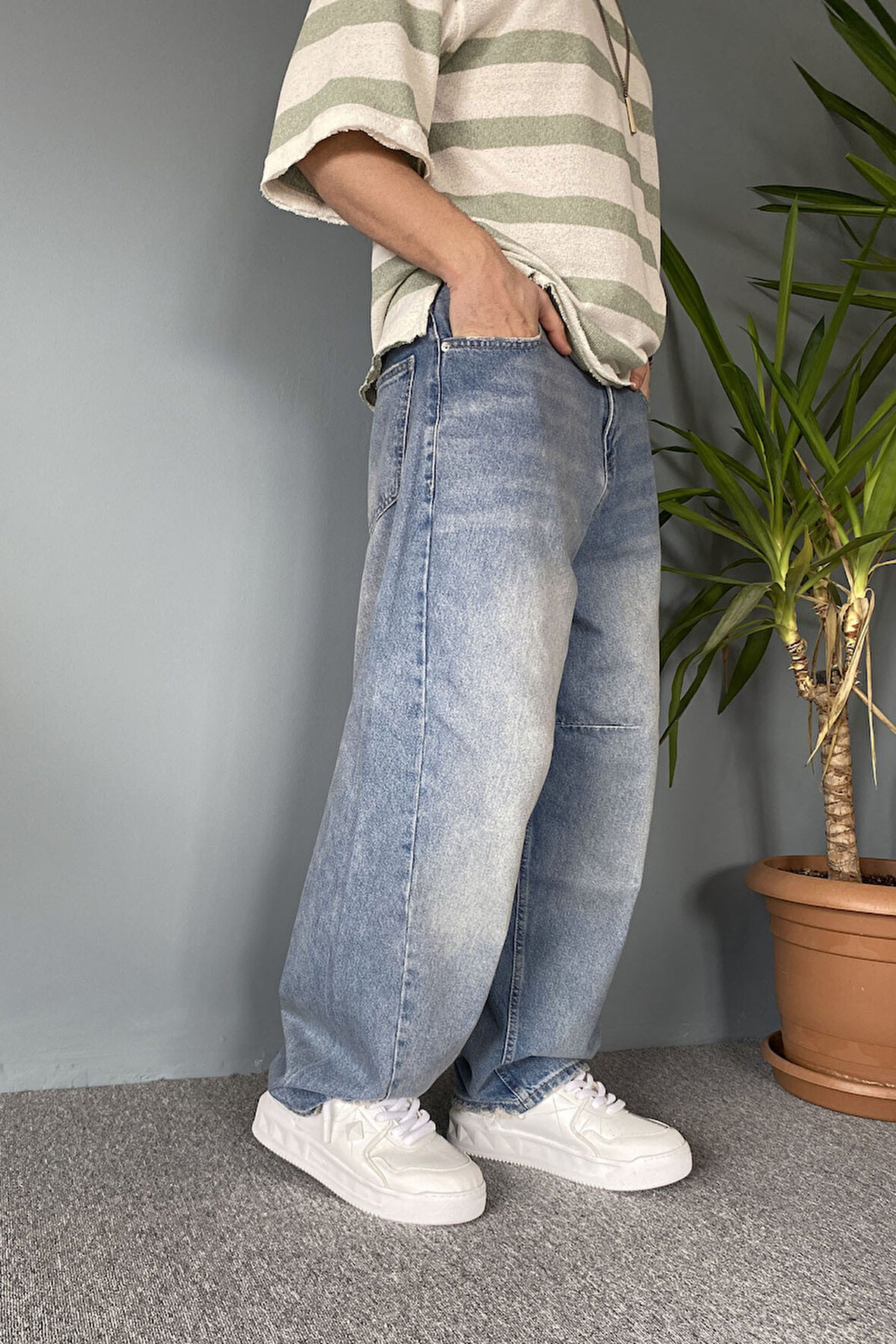 Eskitme Taşlanmış Balon Super Baggy Pantolon
