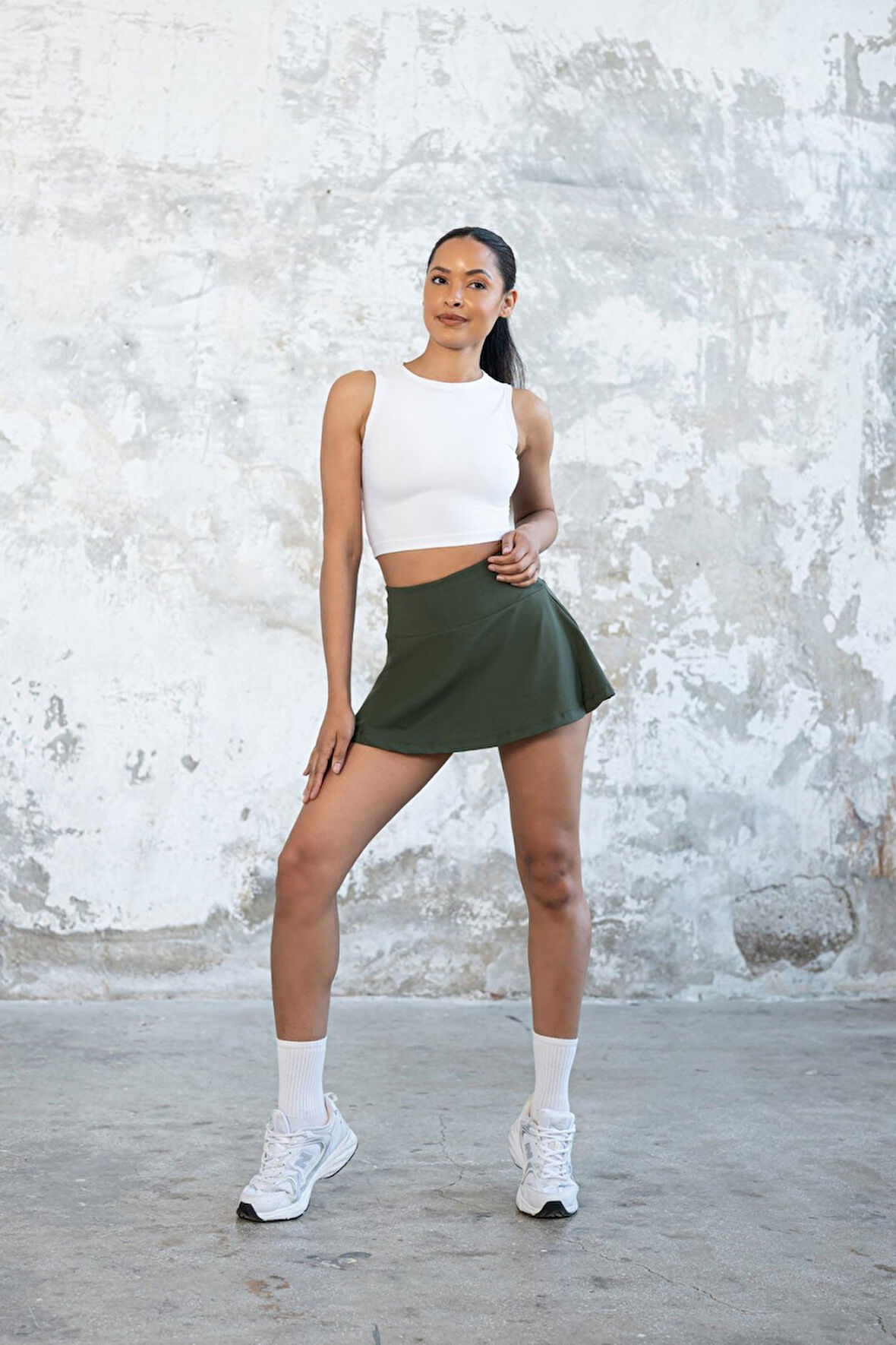 Spor Şortlu Mini Etek Fitness Yüksek Bel 490