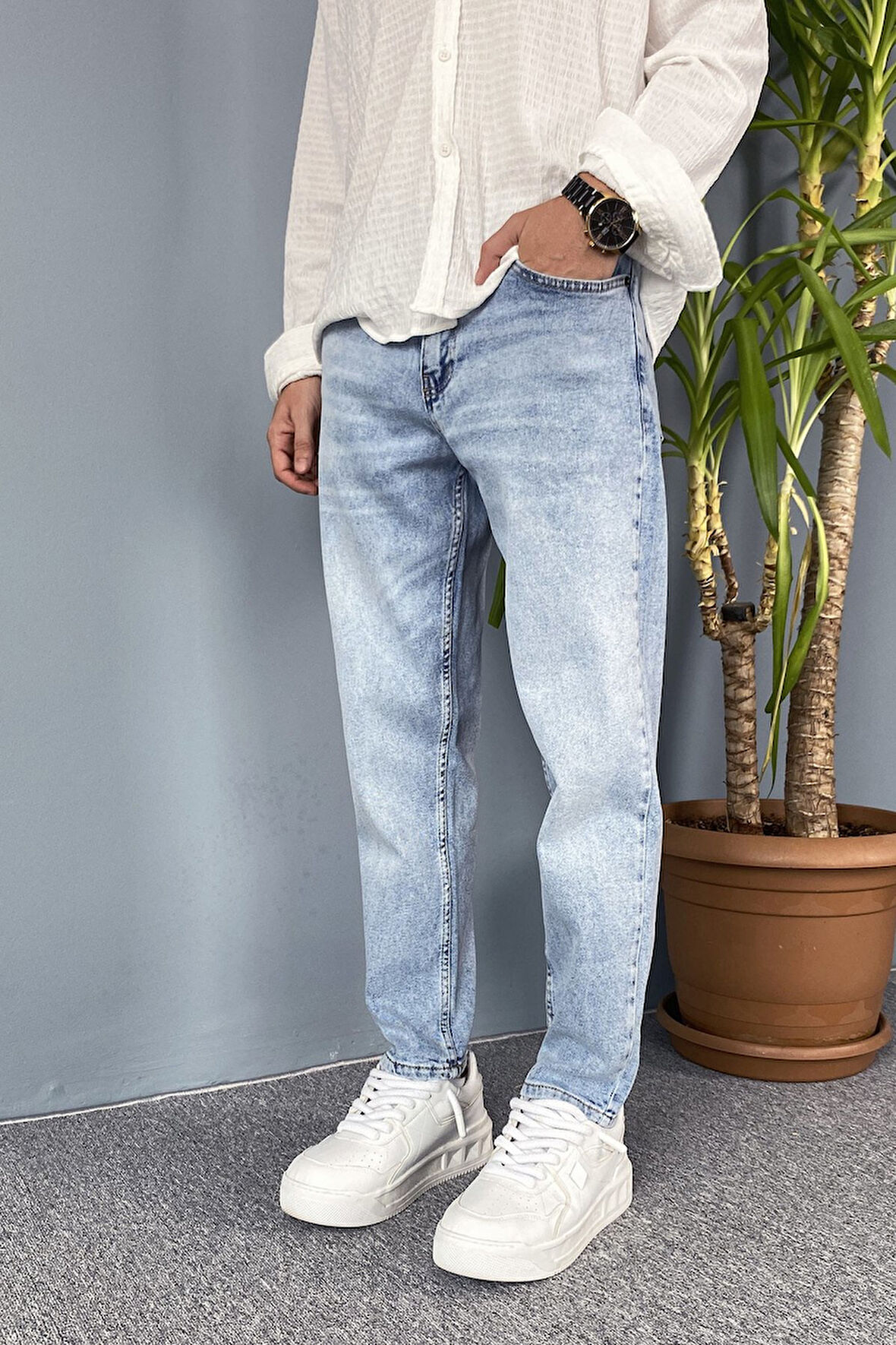 Mavi Boyfriend Taşlanmış Kot Pantolon