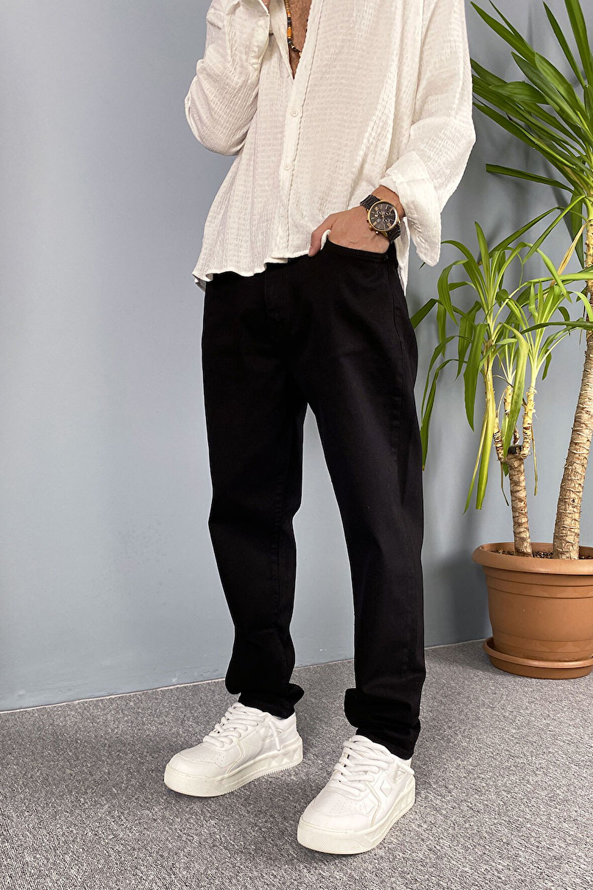 Siyah Boyfriend Jean - Kot Pantolon