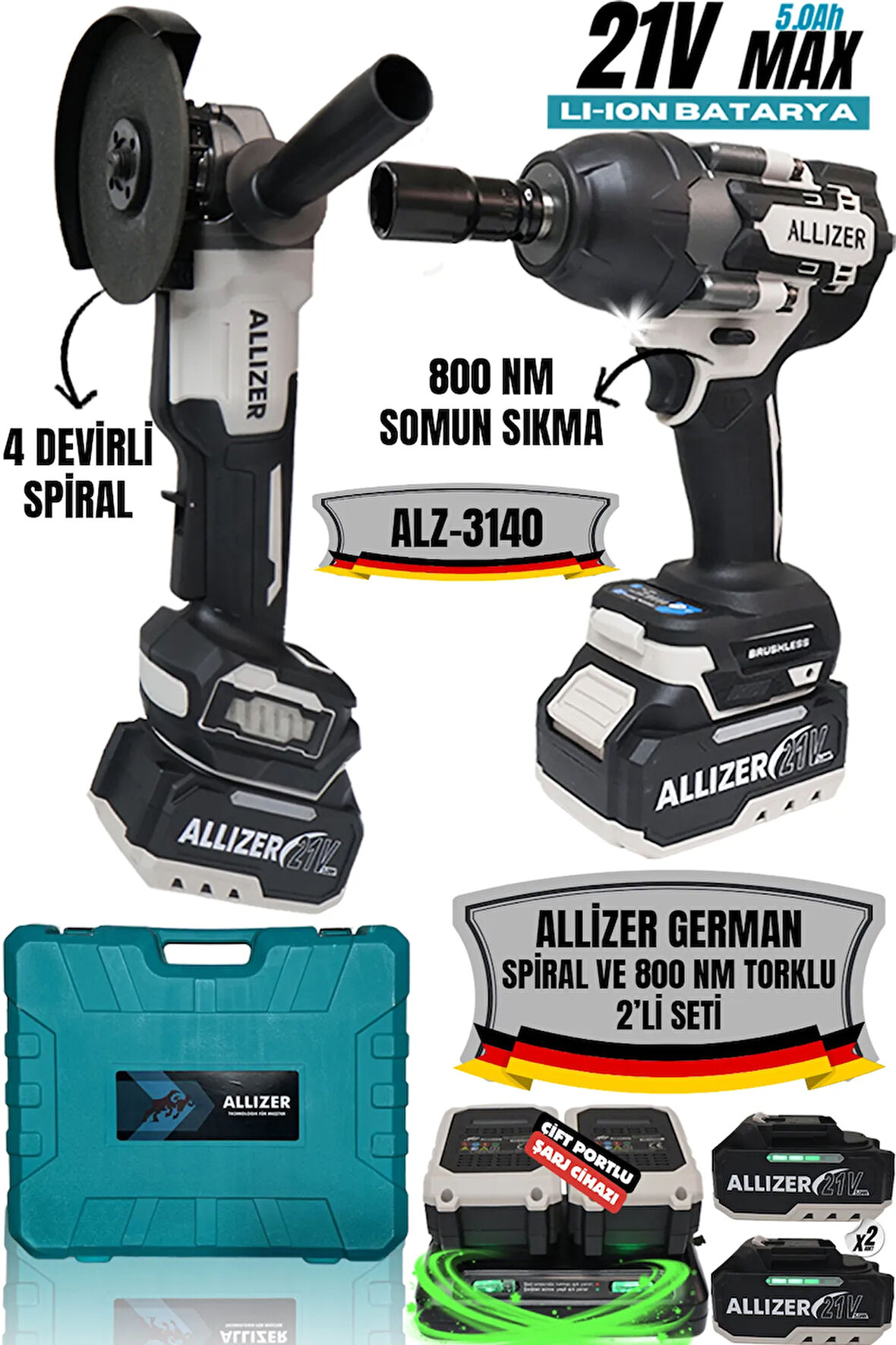 ALLİZER 2'Lİ SET GRİ (SPİRAL - 850 NM TORKLU)