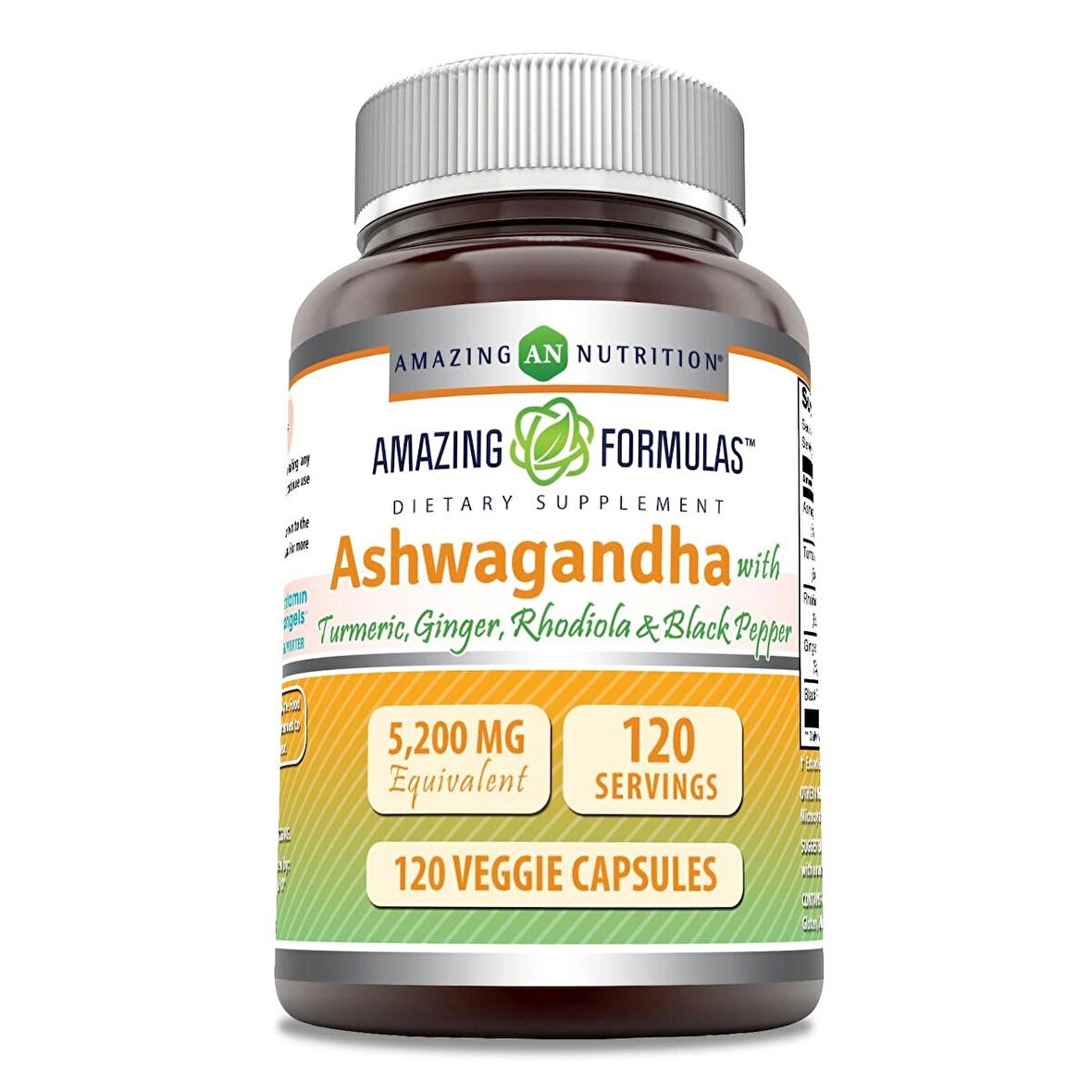 Amazing Formulas Hint Ginseng Turmeric, Ginger, Rhodioa, & Black Pepper 5200 Mg Per Serving 120 Veggie Caps