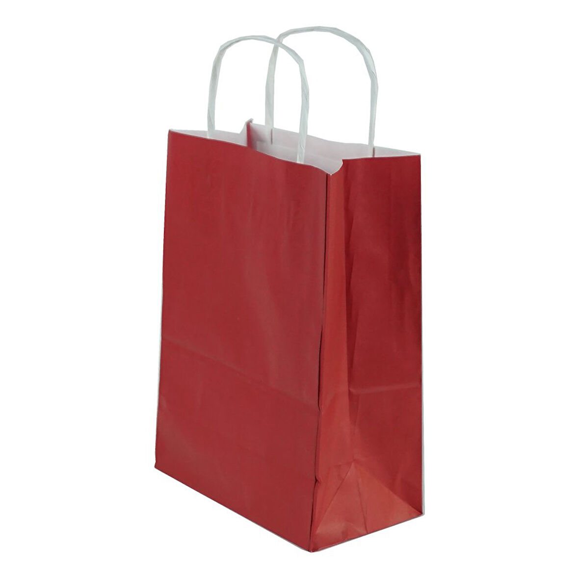 Çanta Beyaz Kraft 25x31x12 Cm Burgu Sap Bordo 50 ADET