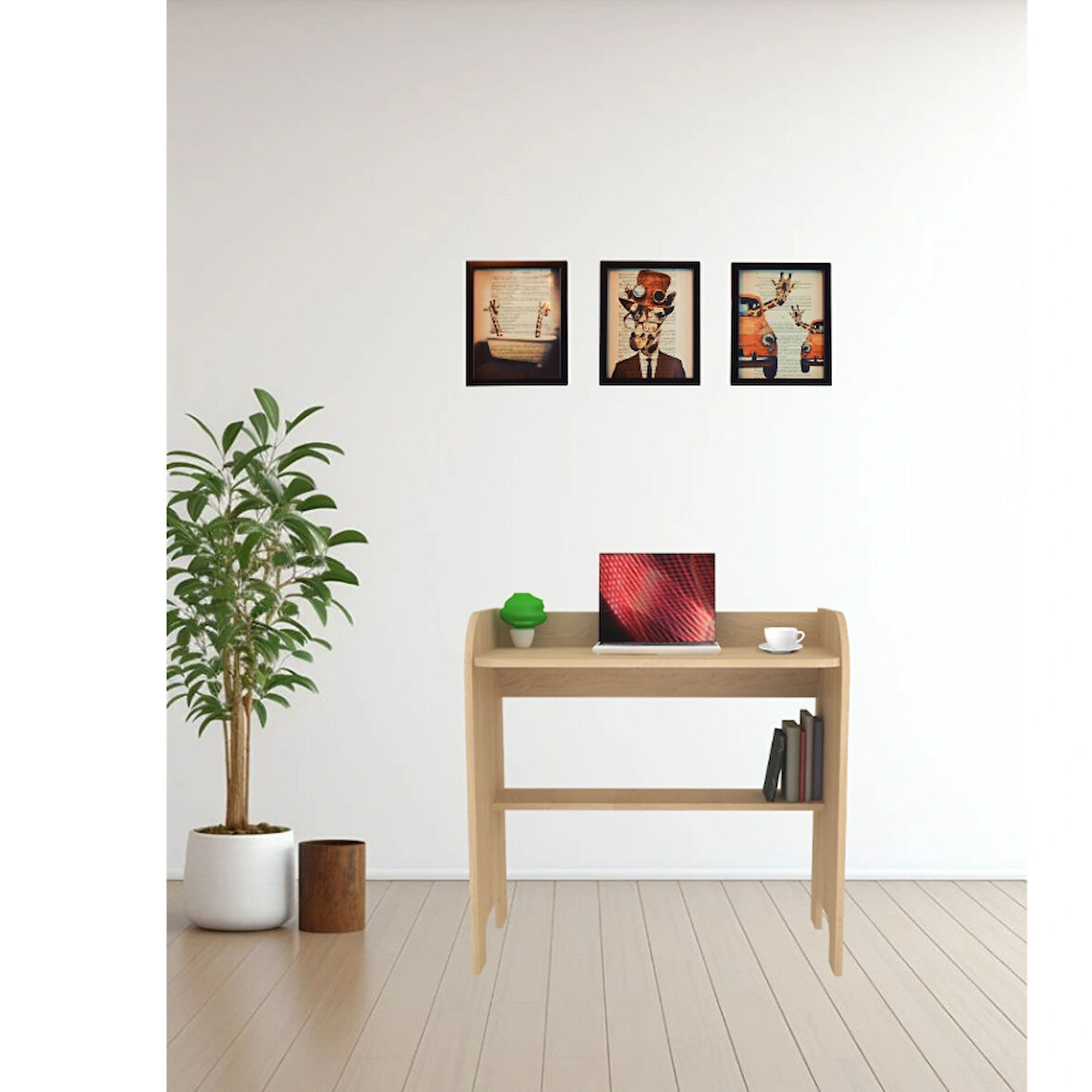 Mini Çalışma Masası – Kompakt Laptop ve Çalışma Masası, Ahşap Görünümlü, Ergonomik Tasarım