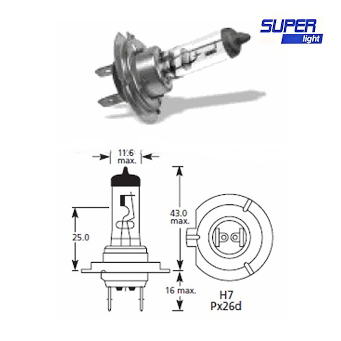 Super Light H7 Halojen Far Ampülü 12 Volt 55 Watt