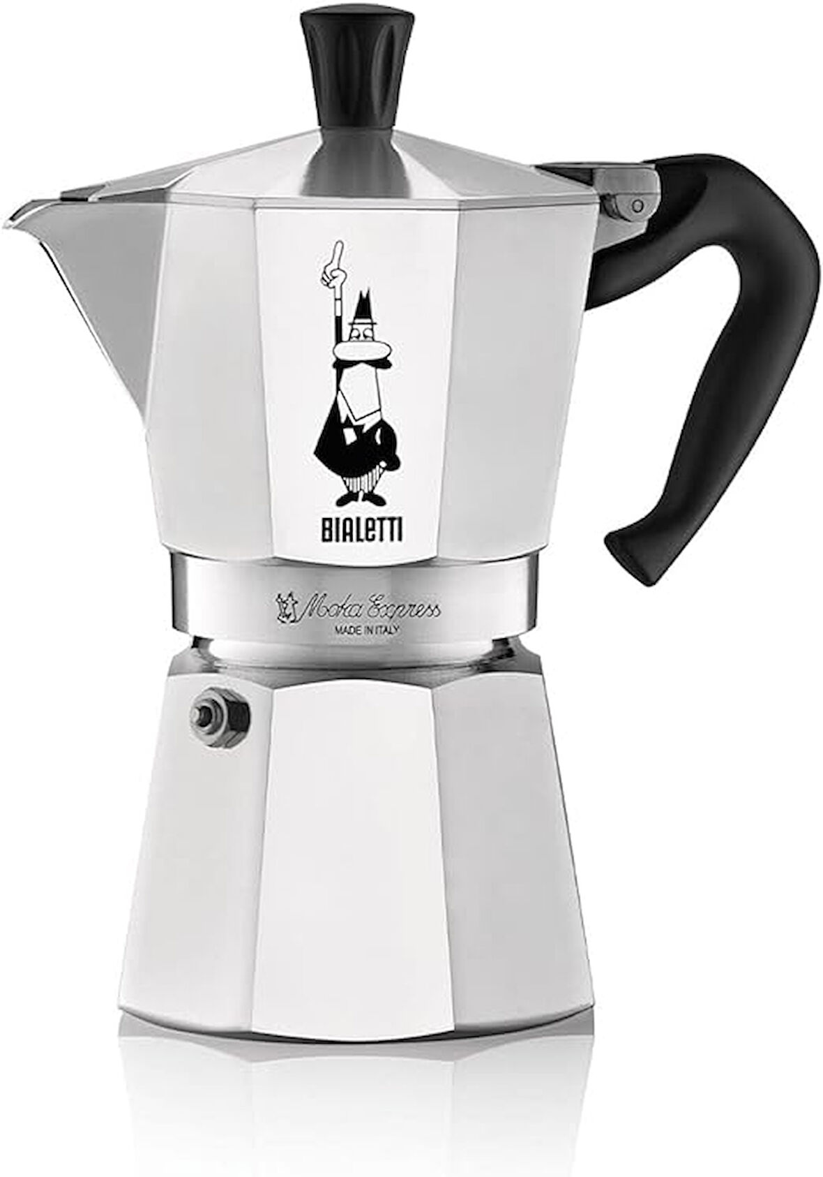 Bialetti Moka Express Espresso Cezvesi, 3 Kişilik, 130 ml Hacim, Alüminyum Döküm Gövde ve Termoplas
