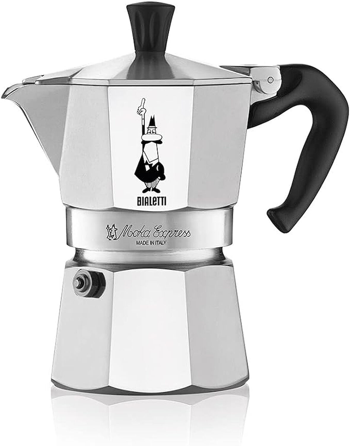 Bialetti Moka Express Espresso Cezvesi, 3 Kişilik, 130 ml Hacim, Alüminyum Döküm Gövde ve Termoplas