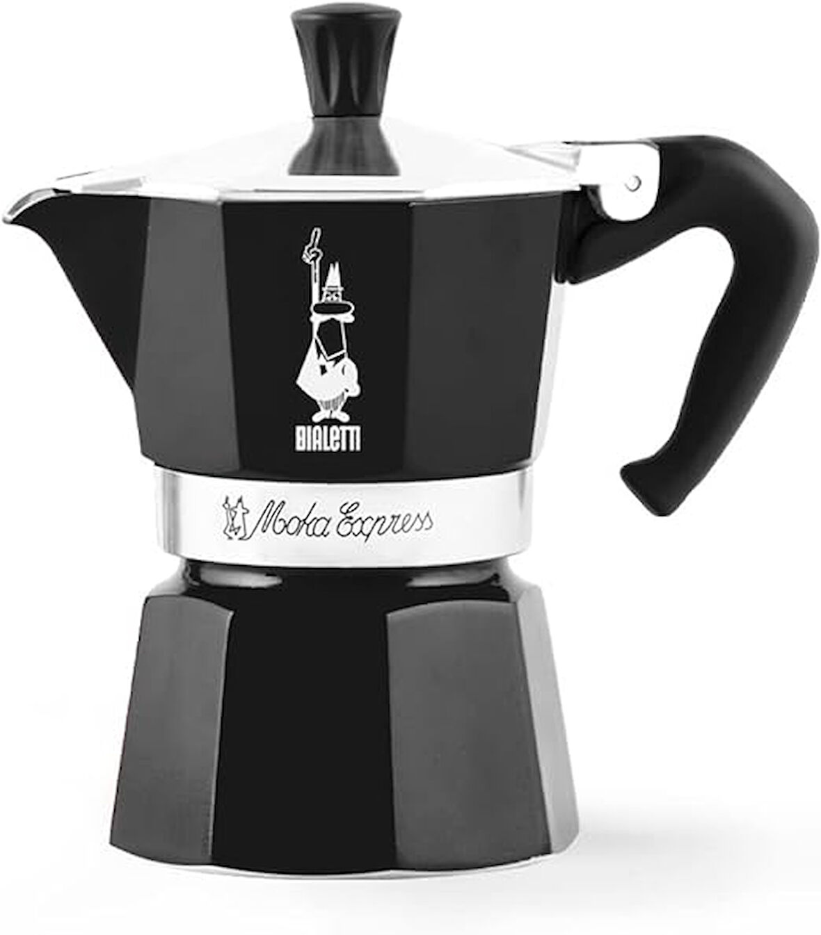 Bialetti - Moka Express: 3 Cups Ocak Üstü Espresso Pişirici - 130ml - Siyah Renk - Alüminyum Gövde