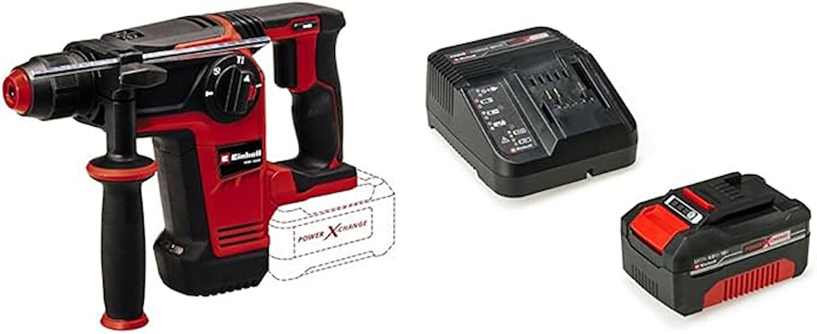 Einhell TP-HD 18/26 Li BL - Solo, Kömürsüz Akülü Kırıcı Delici ve Einhell 18V 4,0 Ah PXC Starter Ki