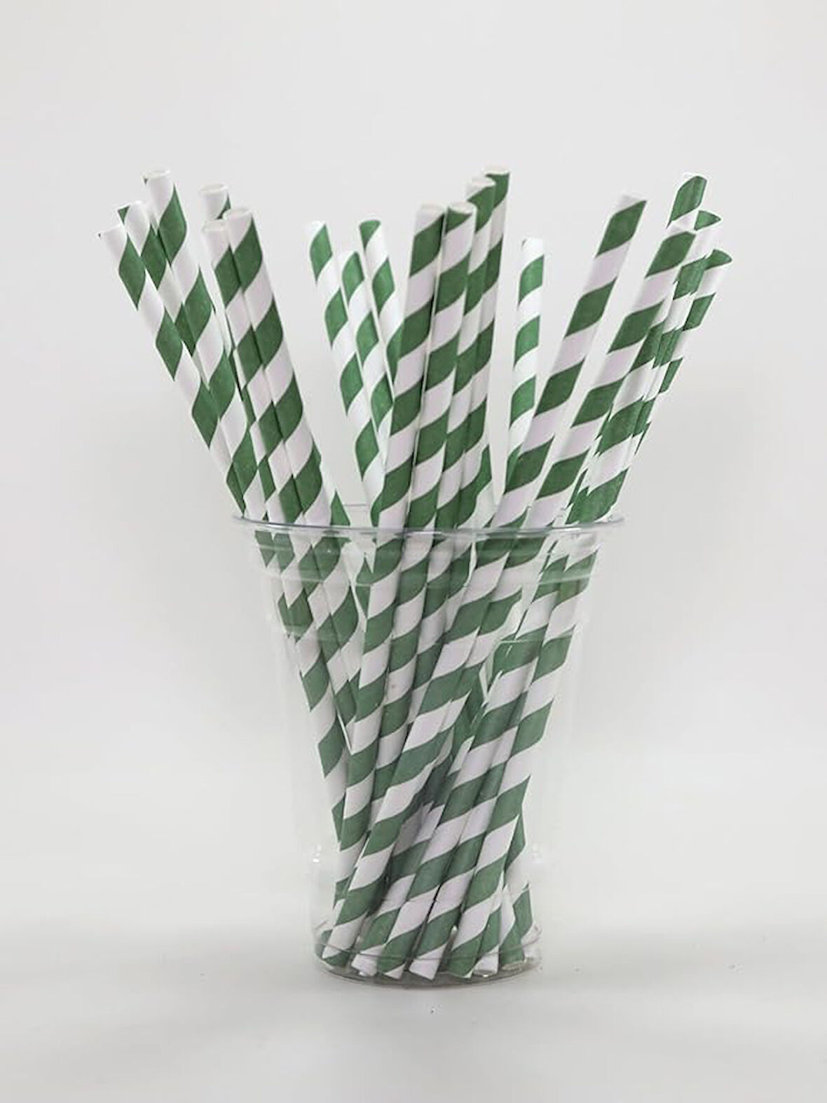 Kağıt Pipet, Dayanıklı Pipet, Geri Dönüştürülebilir Pipet, 6x197mm 150 Adet Yeşil Beyaz Pipet
