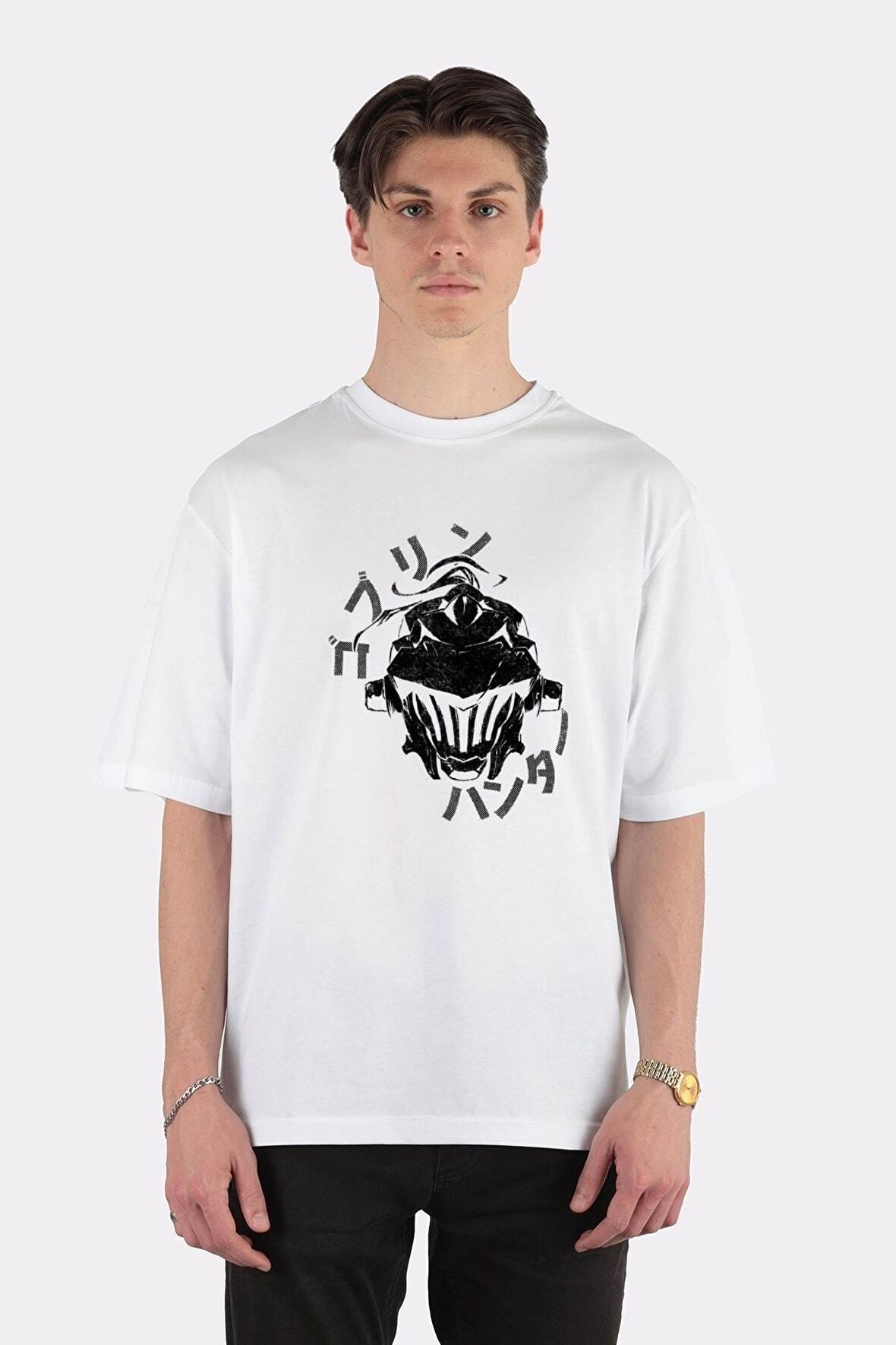Unisex Beyaz Oversize T-shirt Goblin Hunter