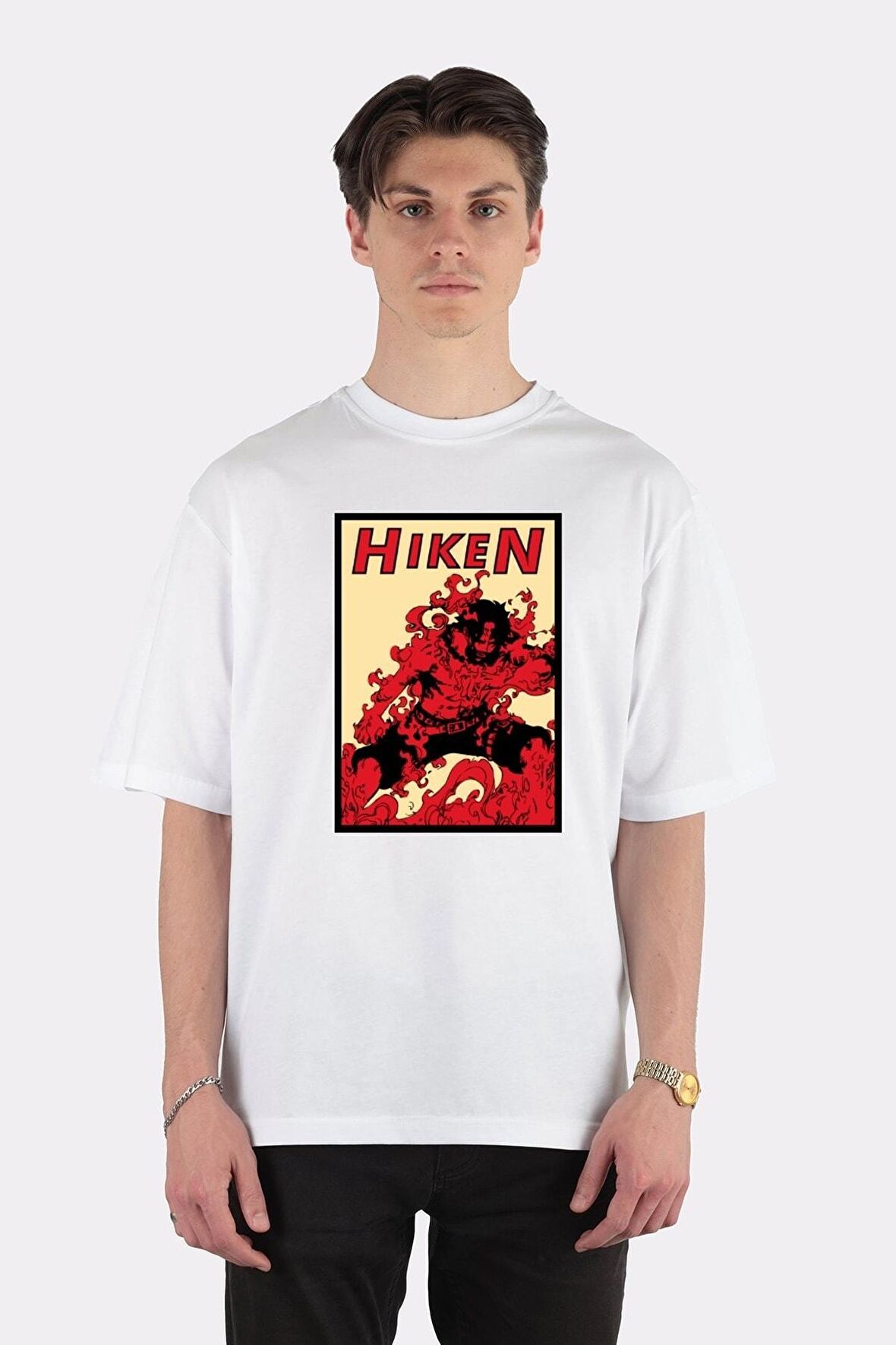 Unisex Beyaz Oversize T-shirt Hiken
