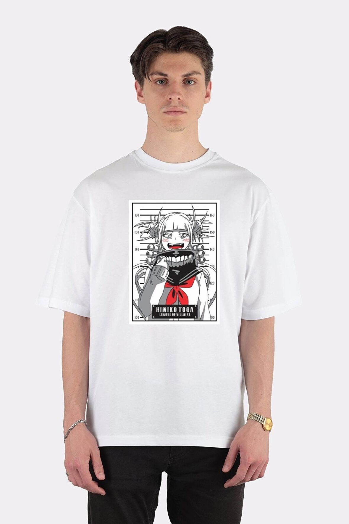 Unisex Beyaz Oversize T-shirt Himiko Toga - My Hero Academia