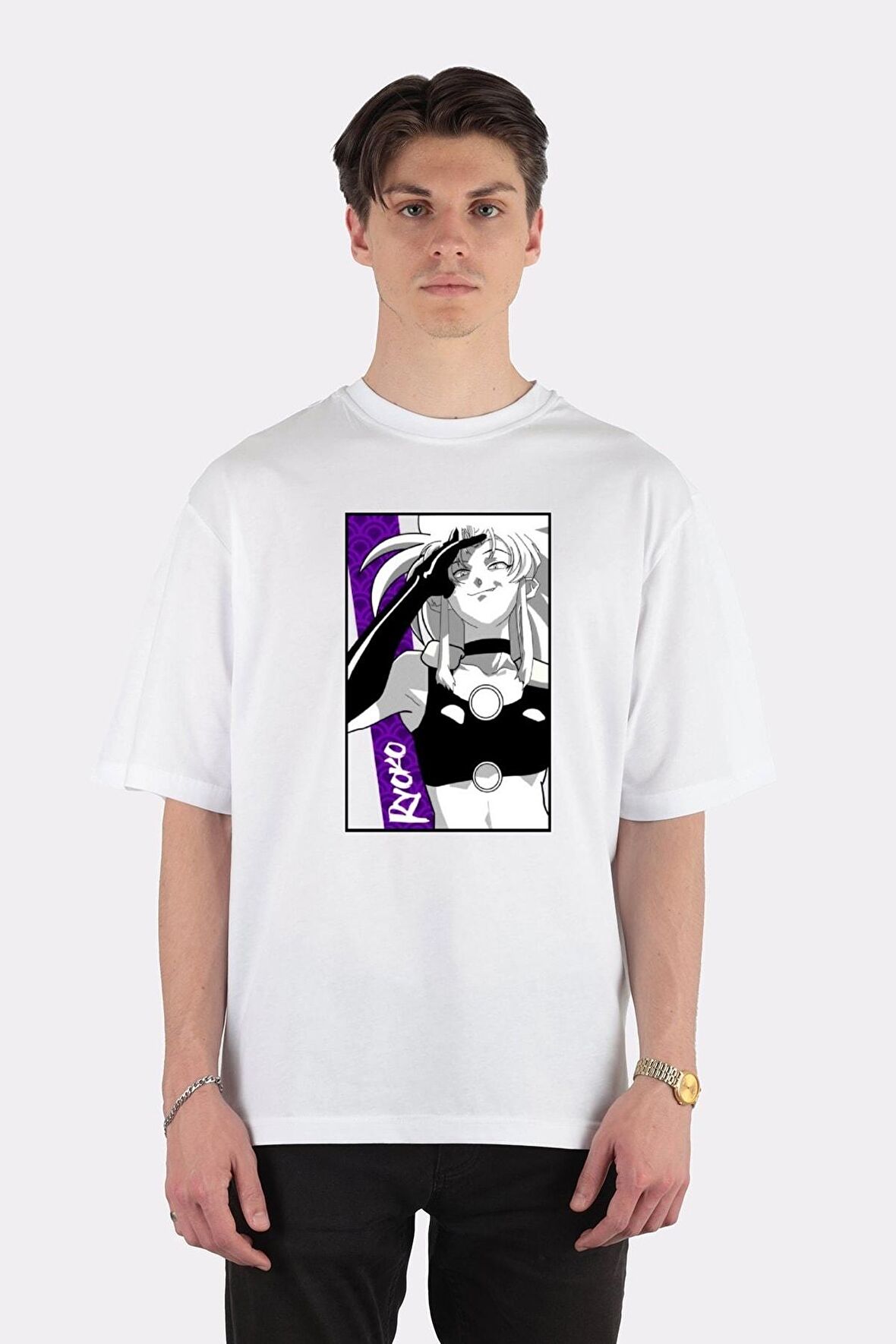 Unisex Beyaz Oversize T-shirt Ryoko Tenchi