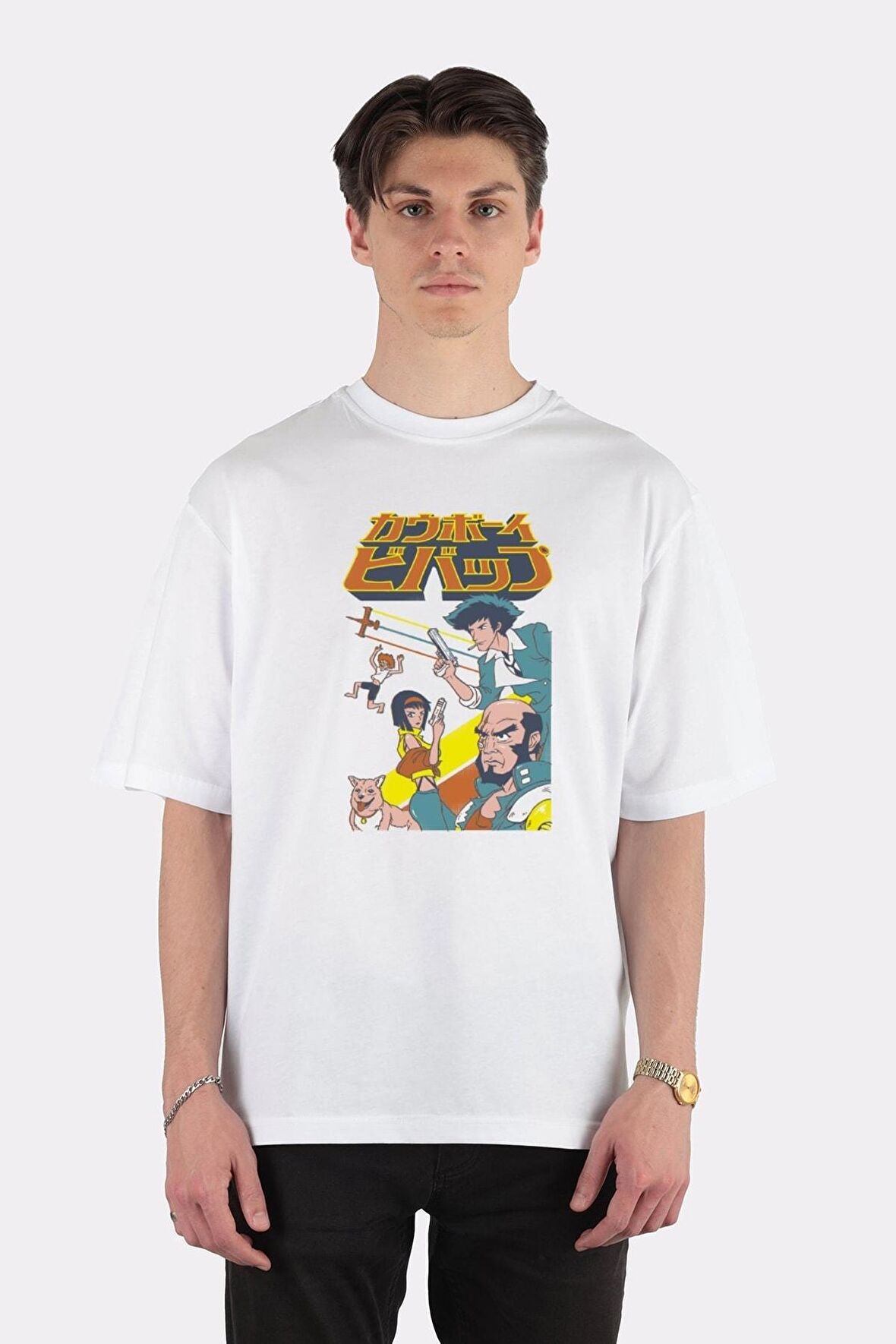 Unisex Beyaz Oversize T-shirt Space Cowboy Squadron