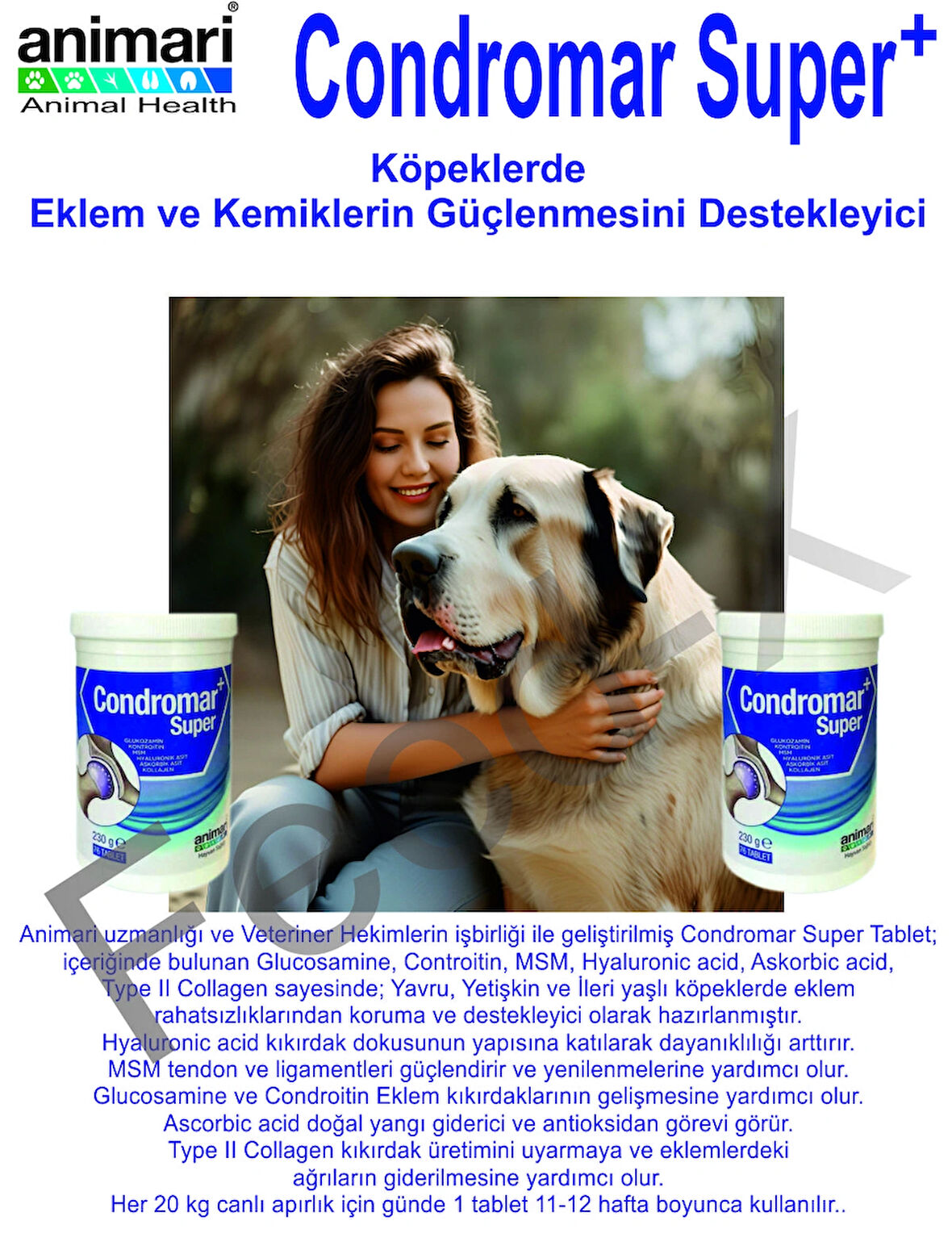 Condromar Super 230 gr 76 Tablet Köpekler Için Glukozamin