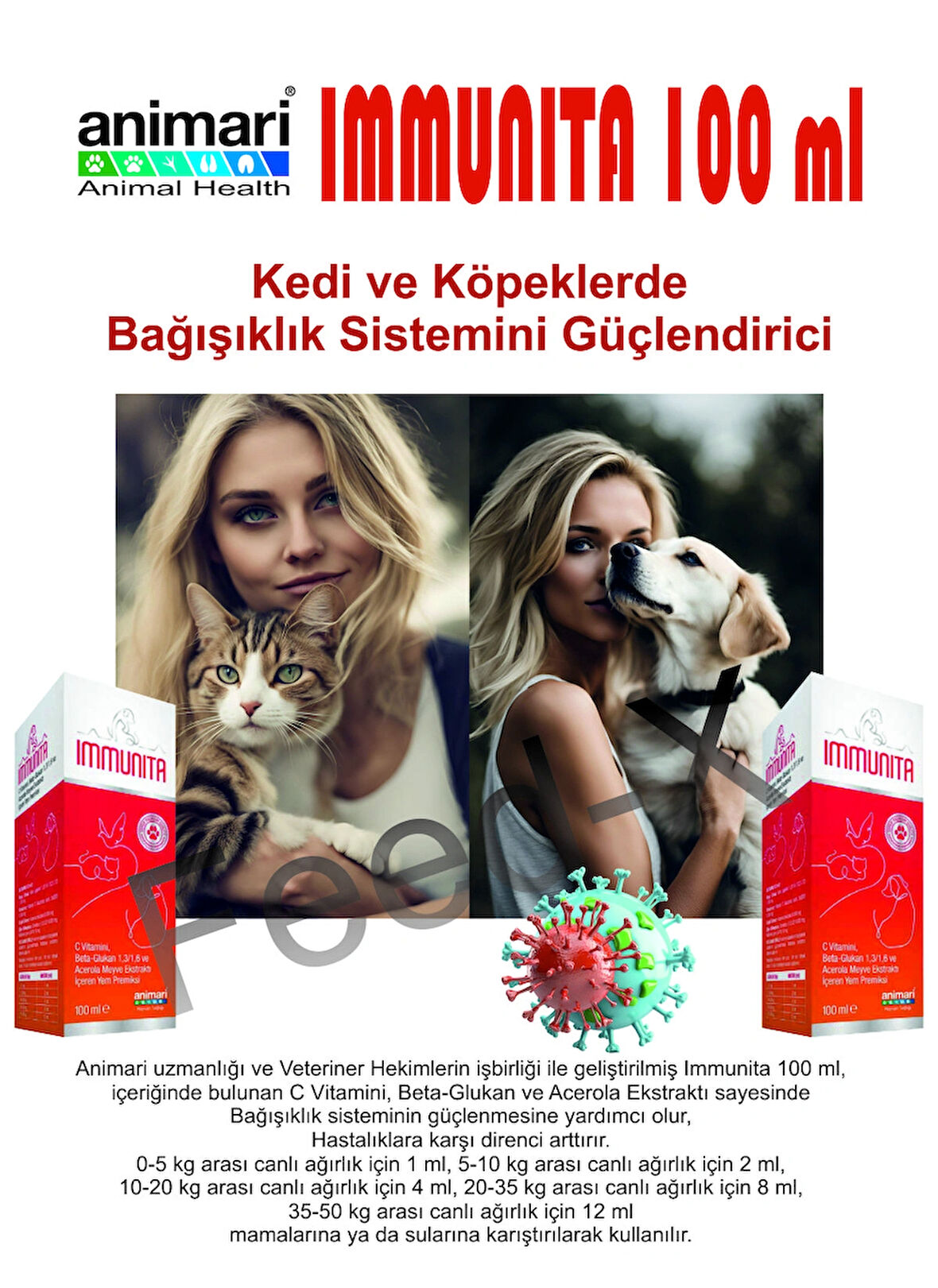 Immunita 100 ml Kedi Ve Köpekler Için Bağışıklık Sistemini Güçlendirici