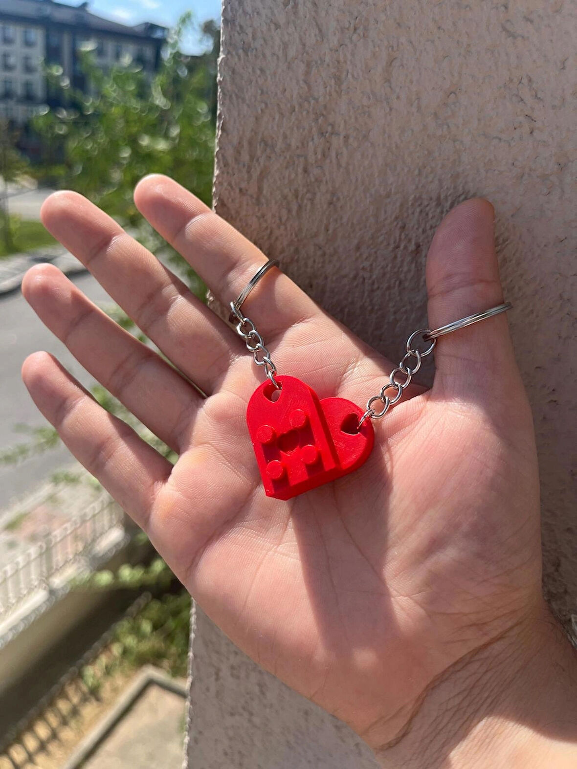 Lego Kalp Figür Sevgili Çift Tasarım Anahtarlık - Sevgiliye Özel Hediye