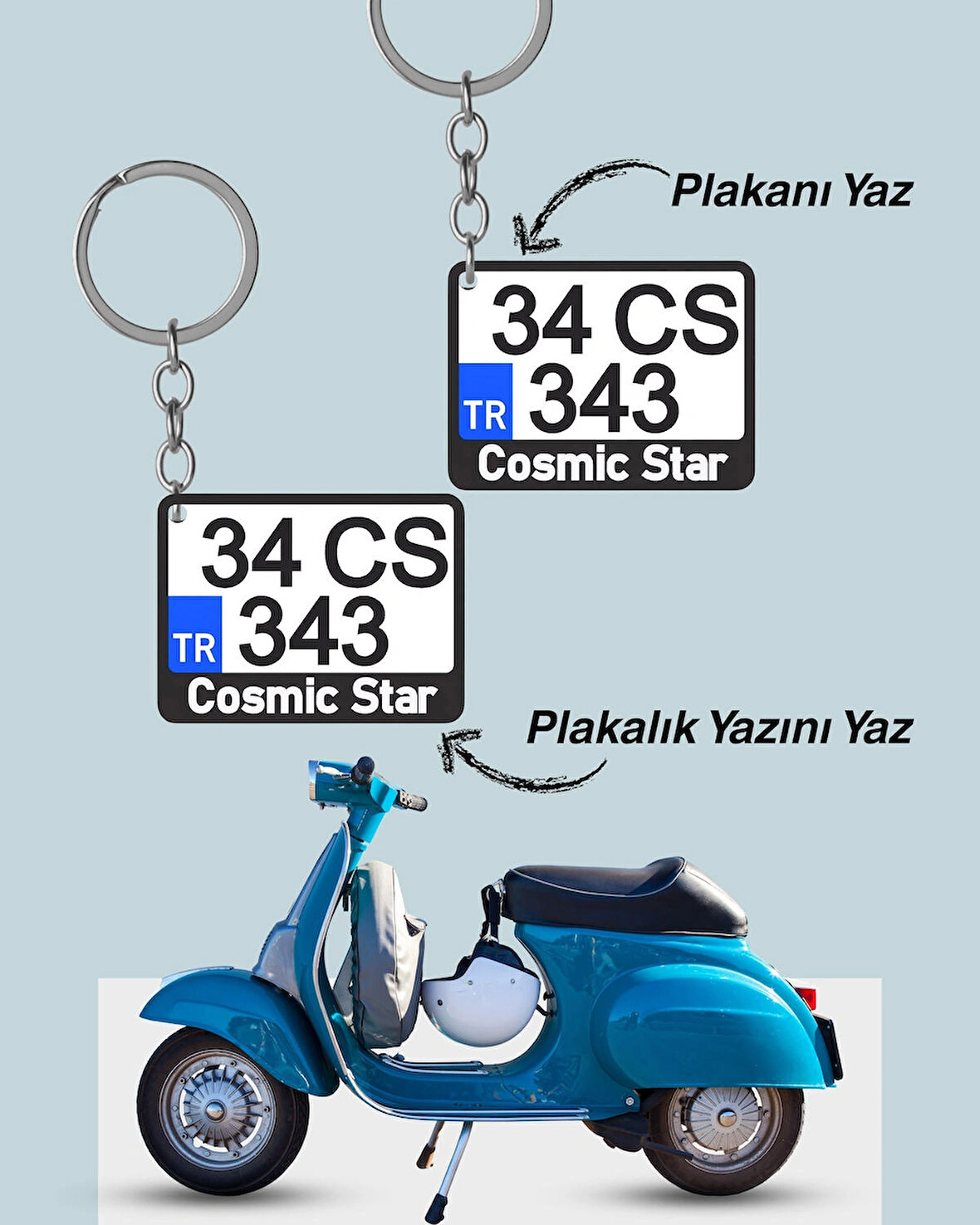 Kişiye Özel İsimli Motor Plaka Anahtarlık Çanta Süsü Sevgiliye Hediye Çiftli Set (2 adet)