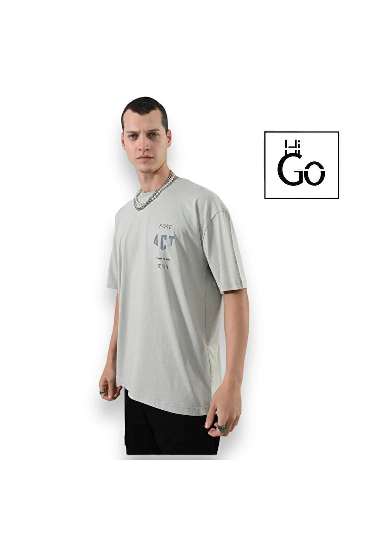 More Act Yazılı Oversize T-Shirt