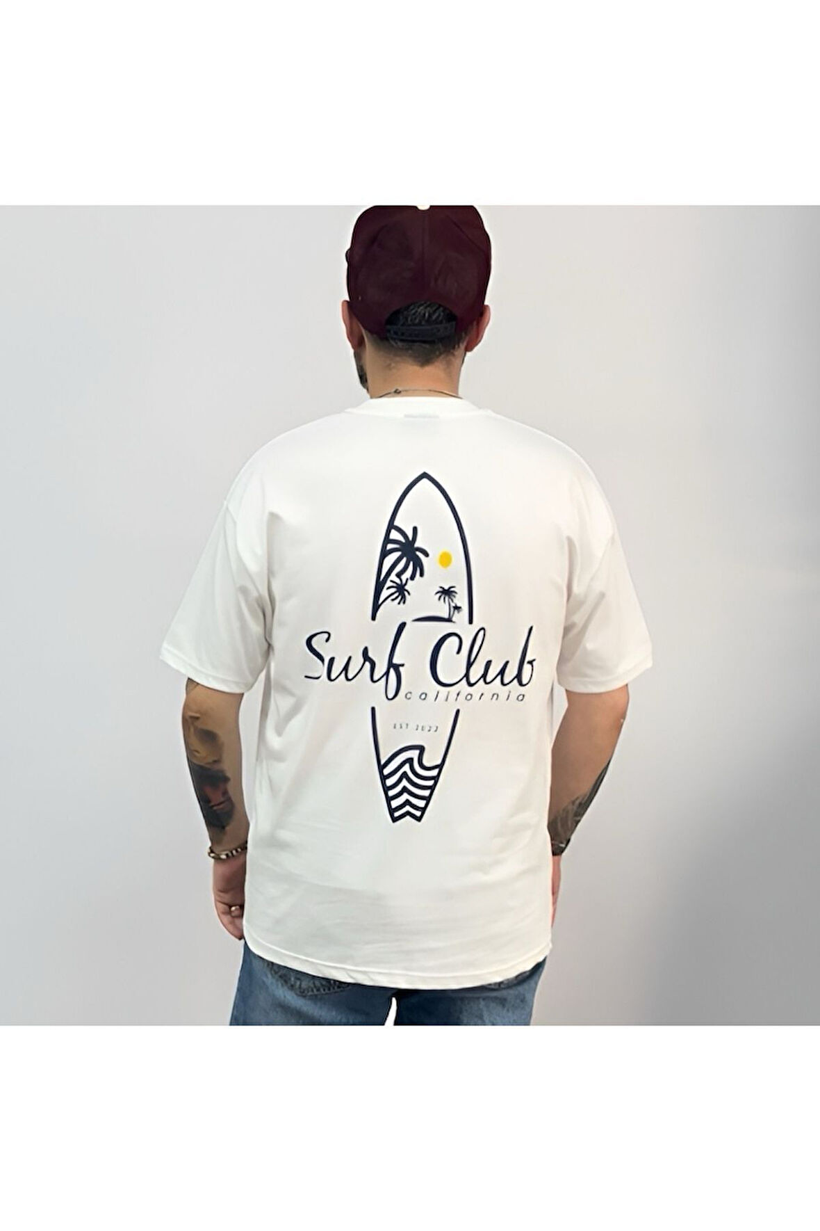 Surf Club Baskılı Oversize T-Shirt