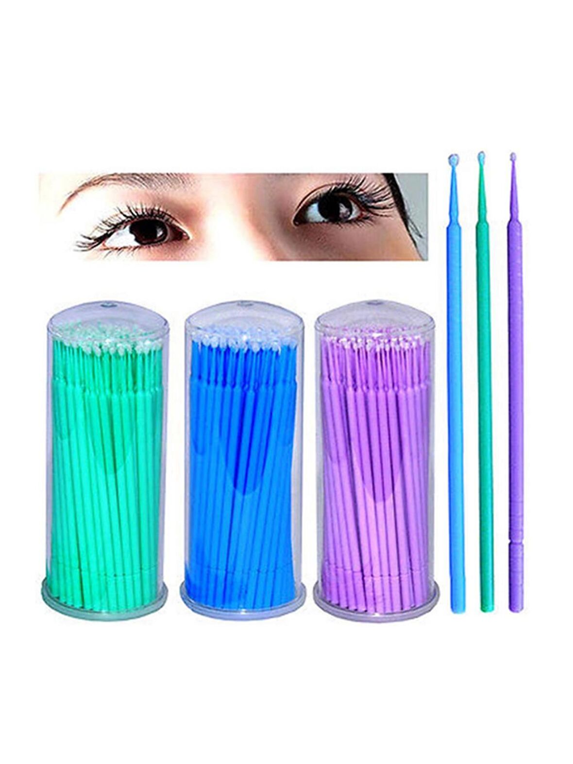 Lash Lifting Microbrush Çubukları 100'lü x 3 Set (300 Adet)