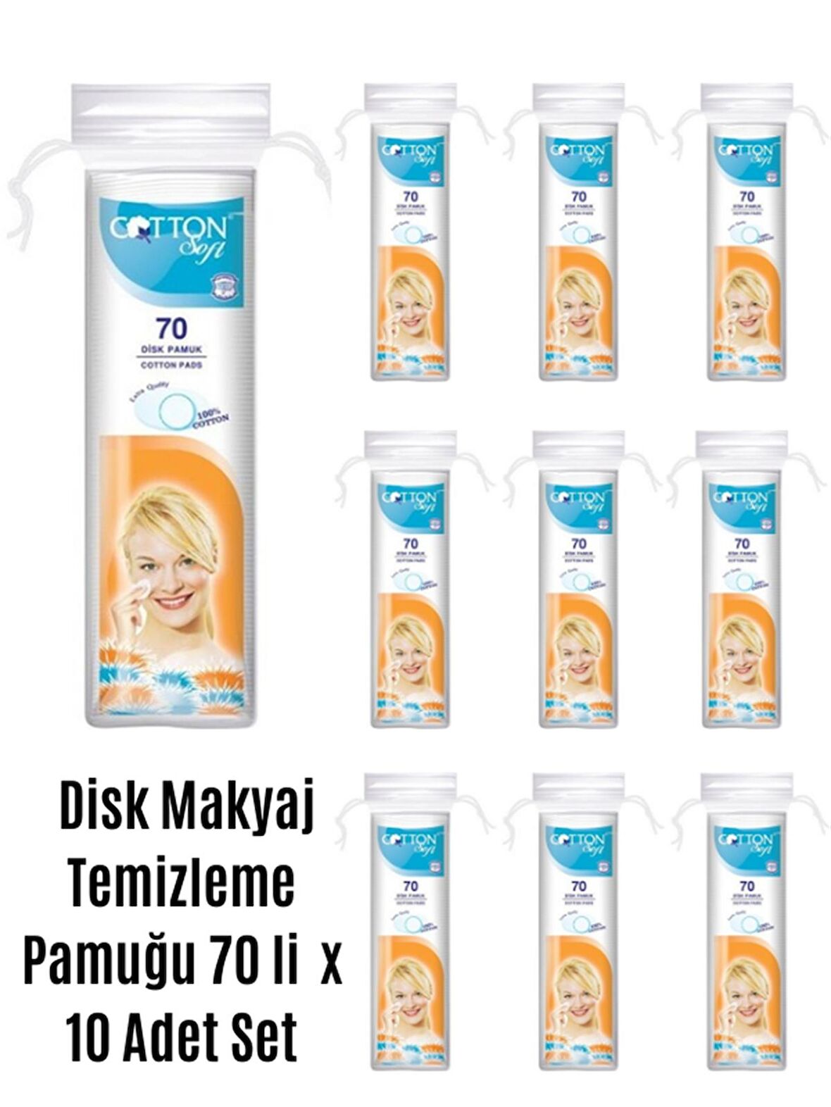 Disk Makyaj Temizleme Pamuğu 70 Li x 10 Adet Set,Disk Pamuk,Cotton Soft