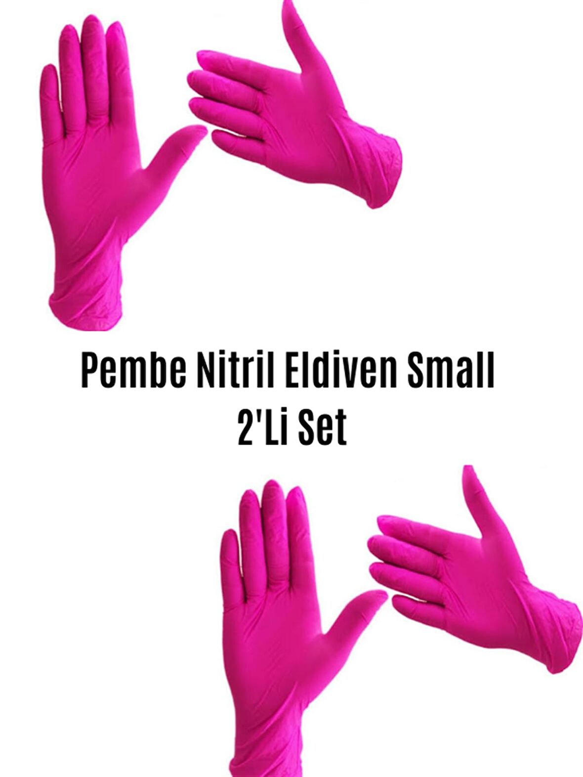 Pembe Pudrasız Nitril Muayene Eldiveni 100 Lük_Small X 2 'Li Set