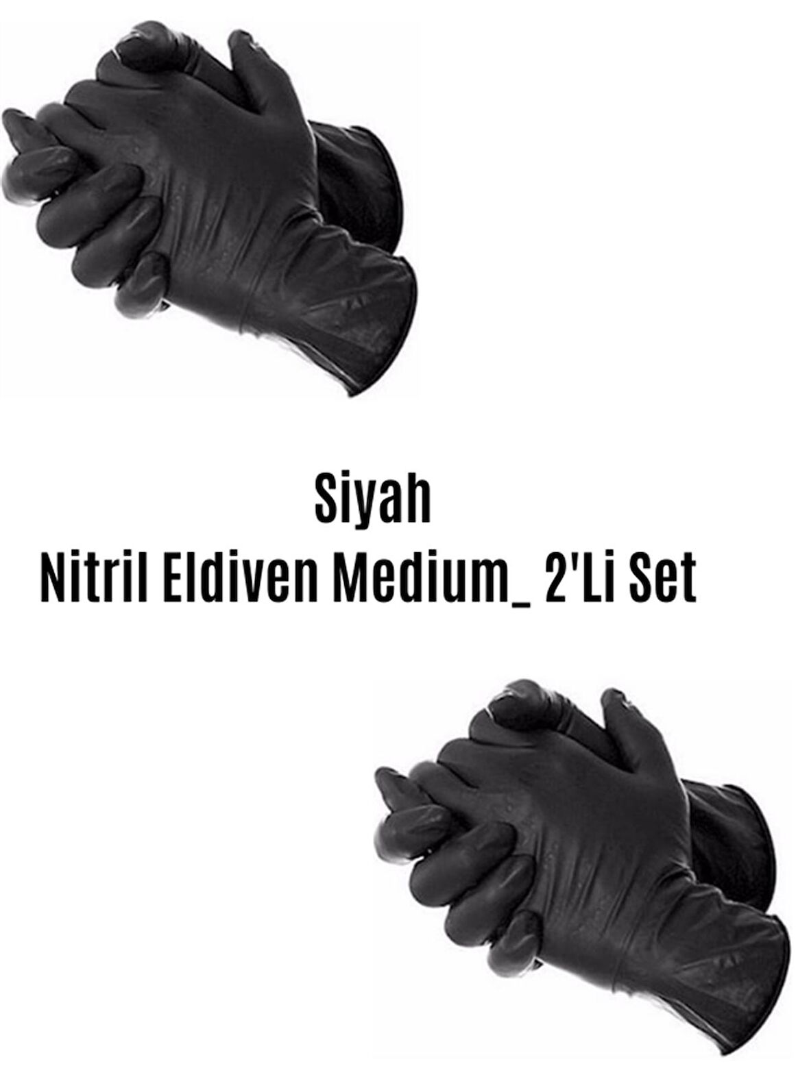 Siyah Nitril Pudrasız Muayene Eldiveni 100 Lük_Medium X 2 Li Set